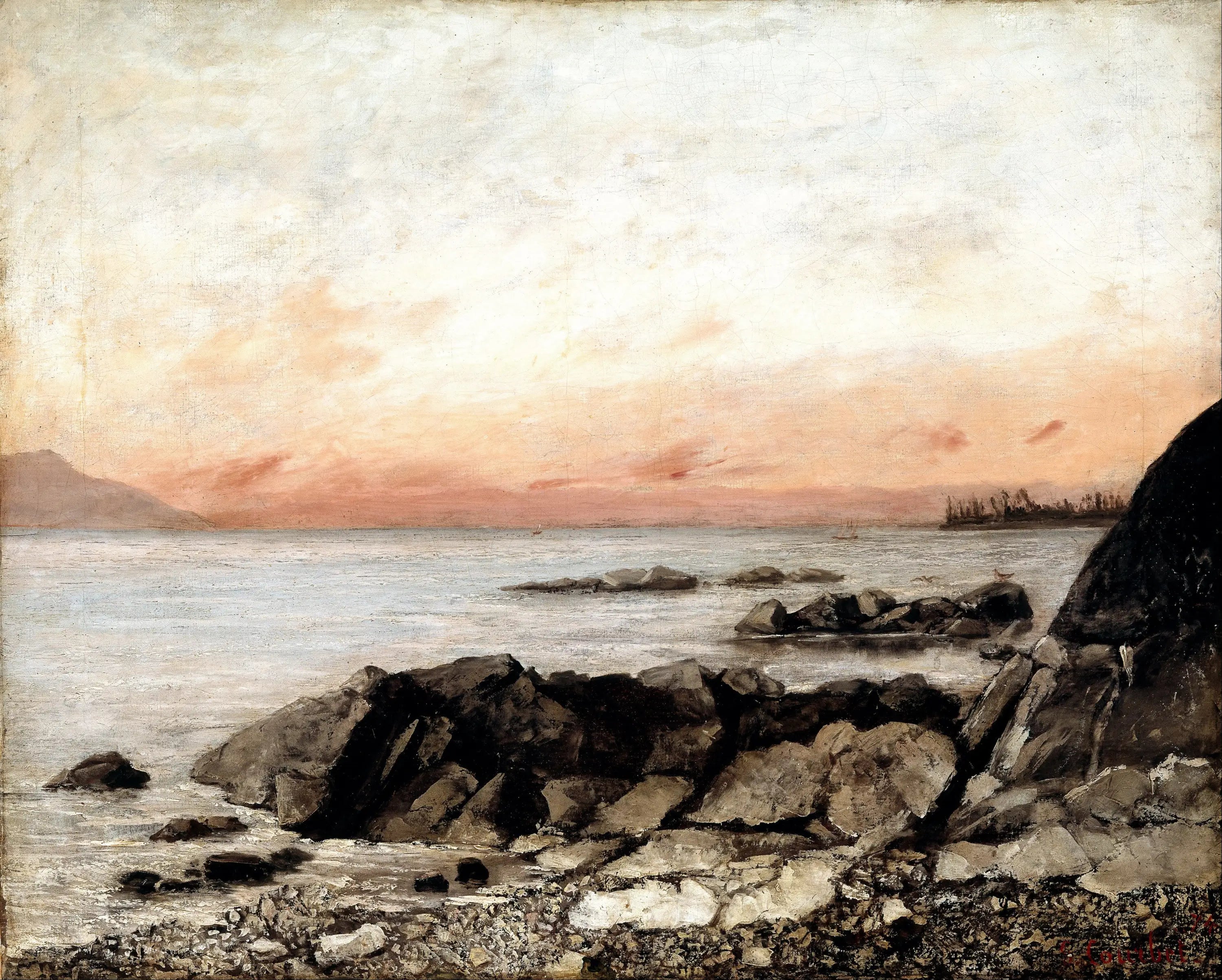 Léman au coucher du soleil - Gustave Courbet - Alpha Reproduction
