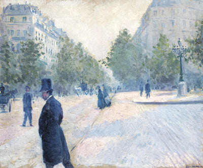 Reproduction du tableau « La Place Saint-Augustin, temps brumeux - Gustave Caillebotte » par Alpha Reproduction en peinture à l’huile