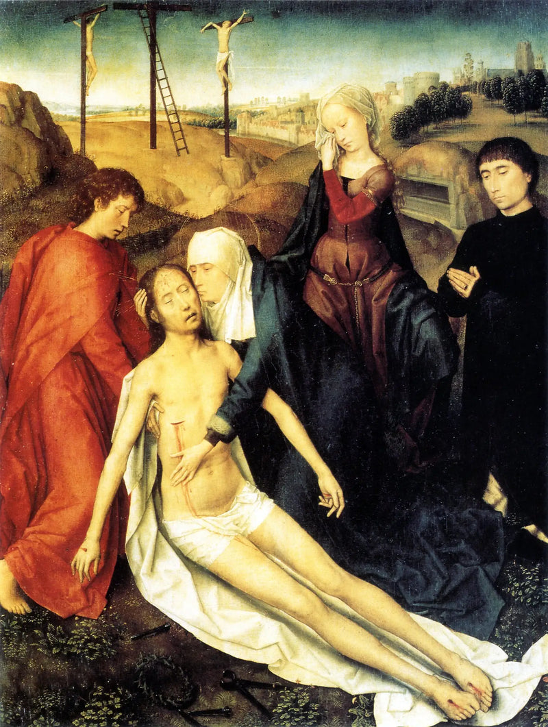 Den døde Kristus grått av sin Mor, Saint Jean og - Hans Memling