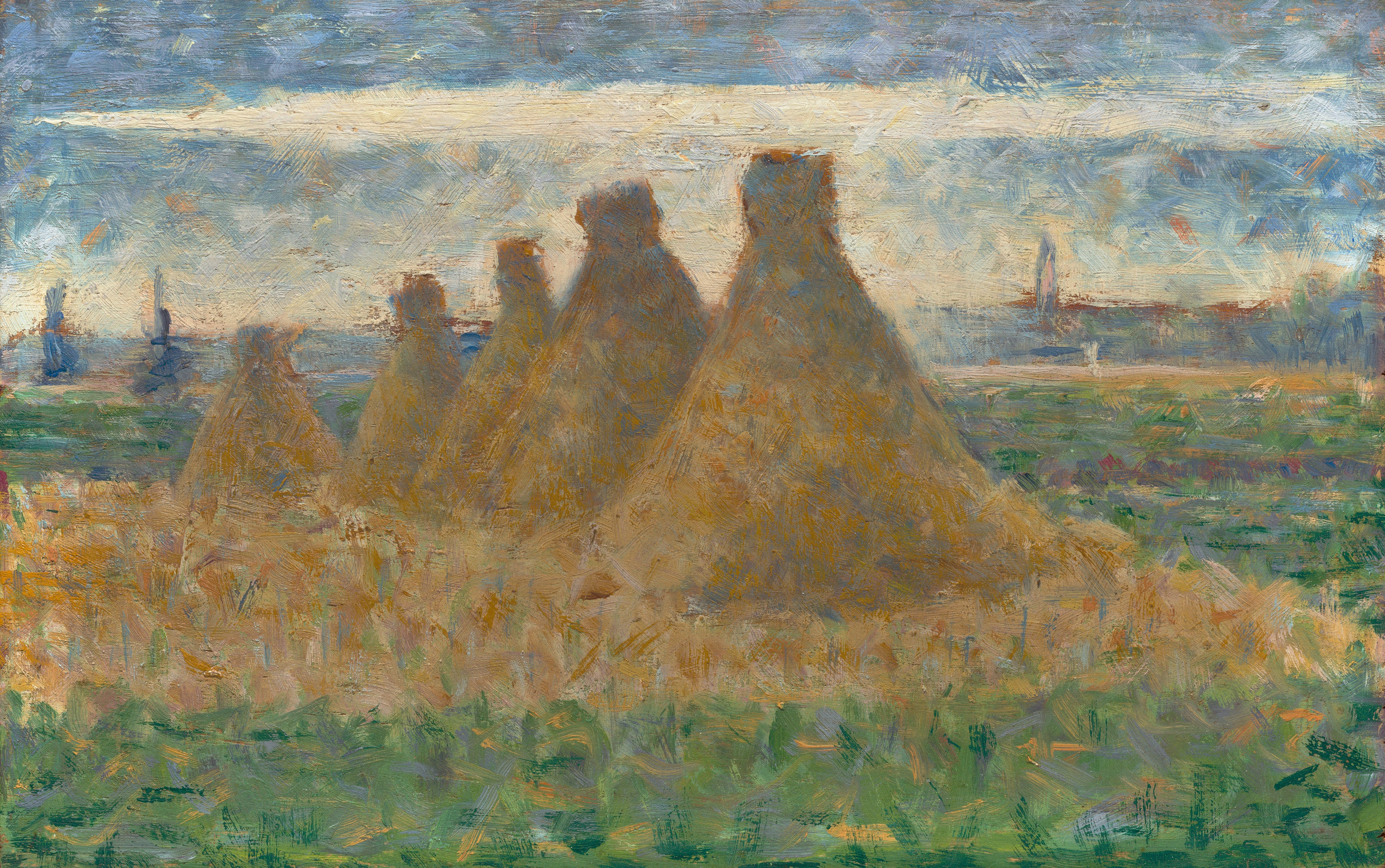 Reproduction du tableau « Meules de foin - Georges Seurat » par Alpha Reproduction en peinture à l’huile