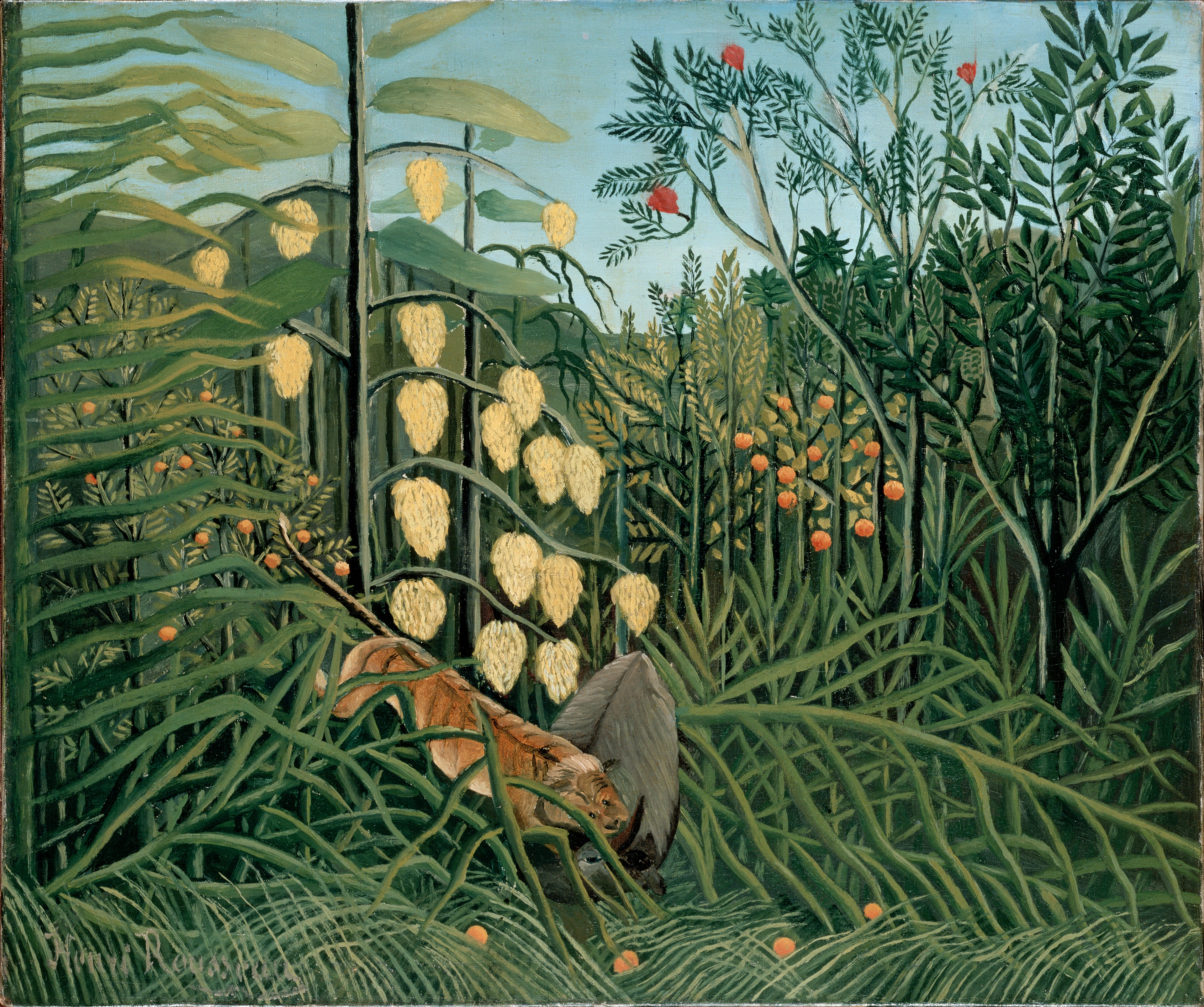 Dans la forêt tropicale - Combat d'un tigre et d'un taureau - Henri Rousseau