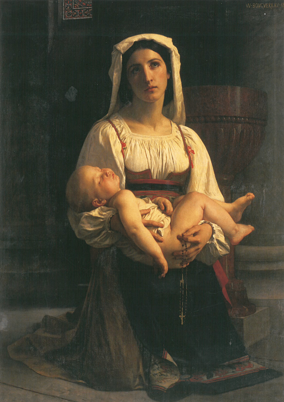 Reproduction du tableau « L'invocation à la Vierge - Bouguereau » par Alpha Reproduction en peinture à l’huile