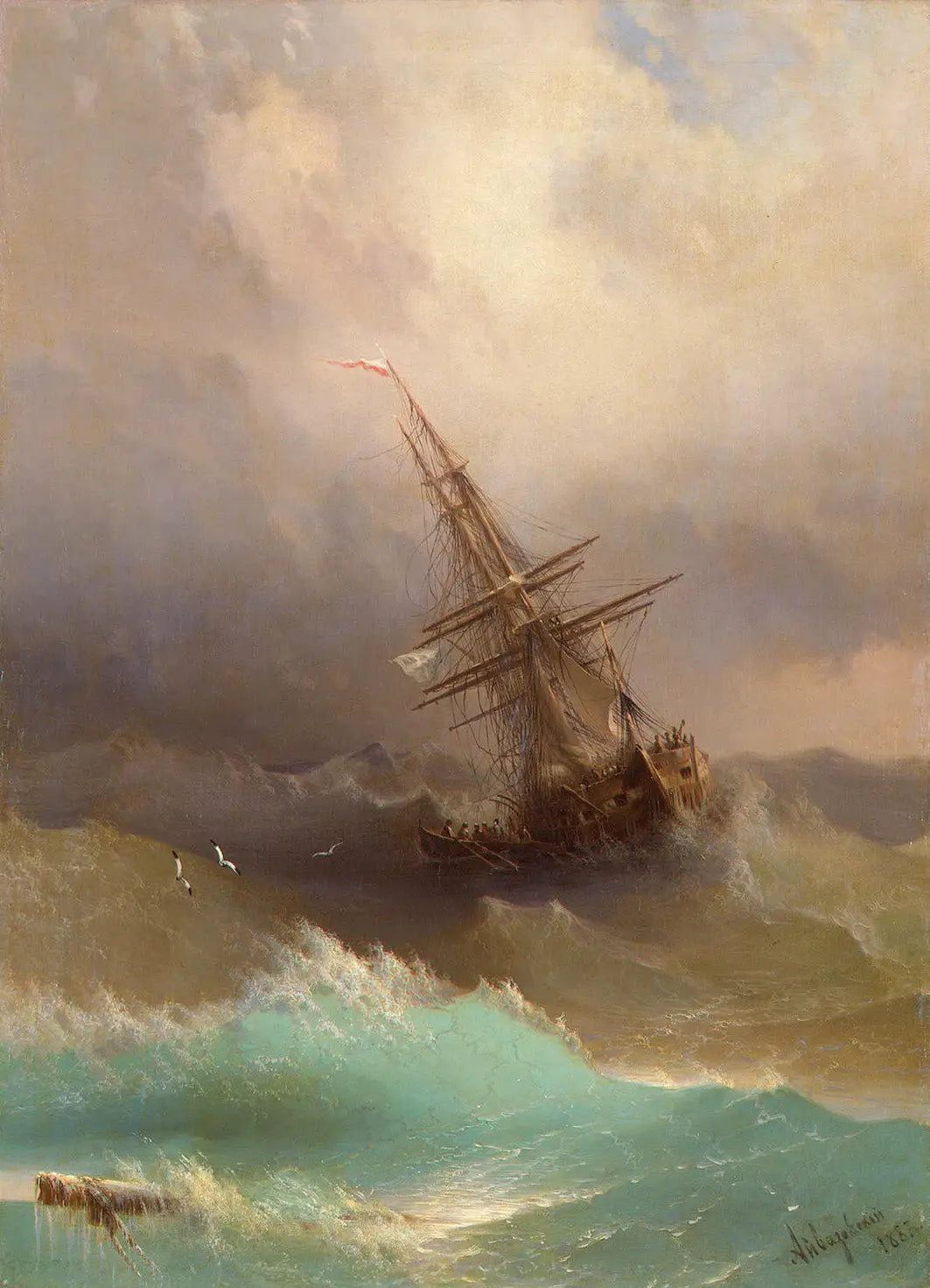Navire au milieu de la mer agitée - Ivan Aïvazovski - Alpha Reproduction