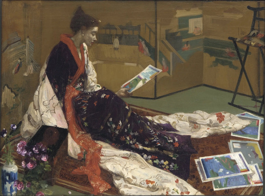 Kapris i lilla og gull: Det gyldne skjermet - James Abbott McNeill Whistler