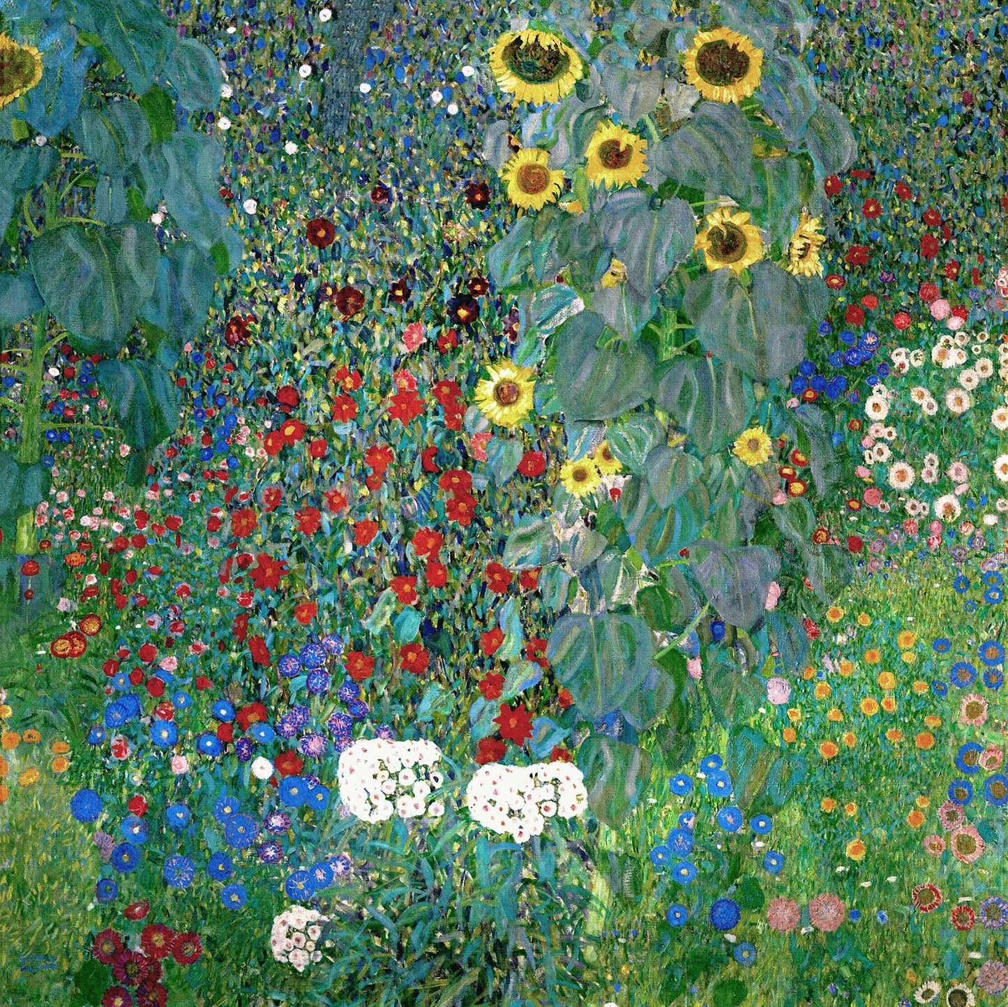 🌻✨ Landhushage med solsikker – Gustav Klimt (ca. 1905–1907)