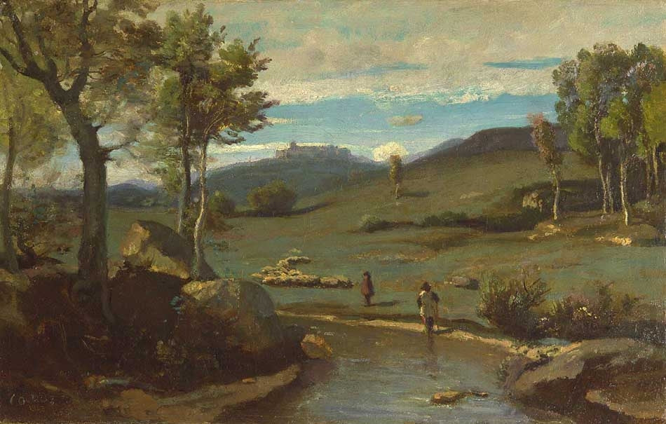 Campagne Romaine – Vallée rocheuse avec un troupeau - Jean-Baptiste Camille Corot