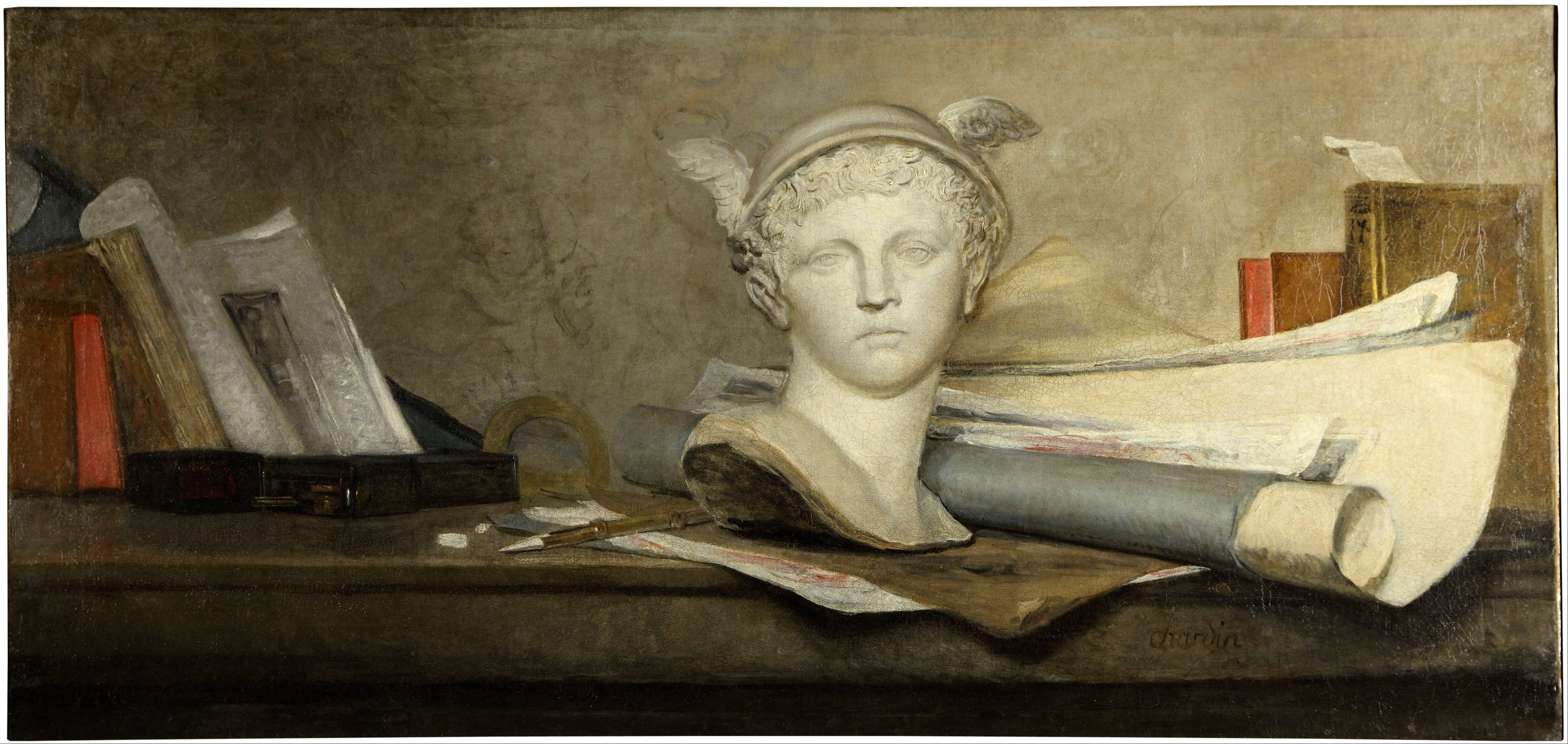 Les attributs des Arts avec un buste de Mercure - Jean Siméon Chardin