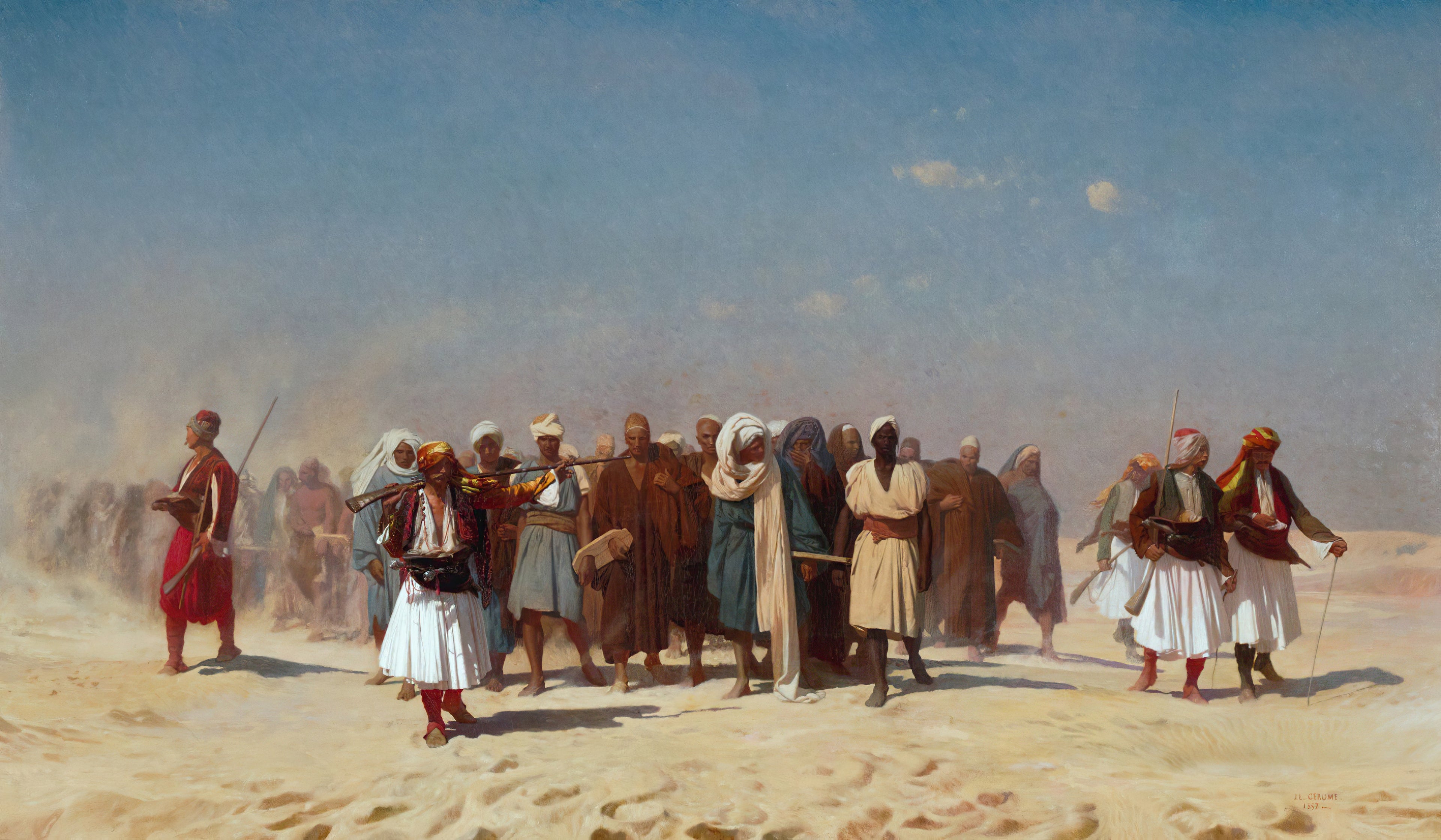 Reproduction du tableau « Recrues égyptiennes traversant le désert - Jean-Léon Gérôme » par Alpha Reproduction en peinture à l’huile