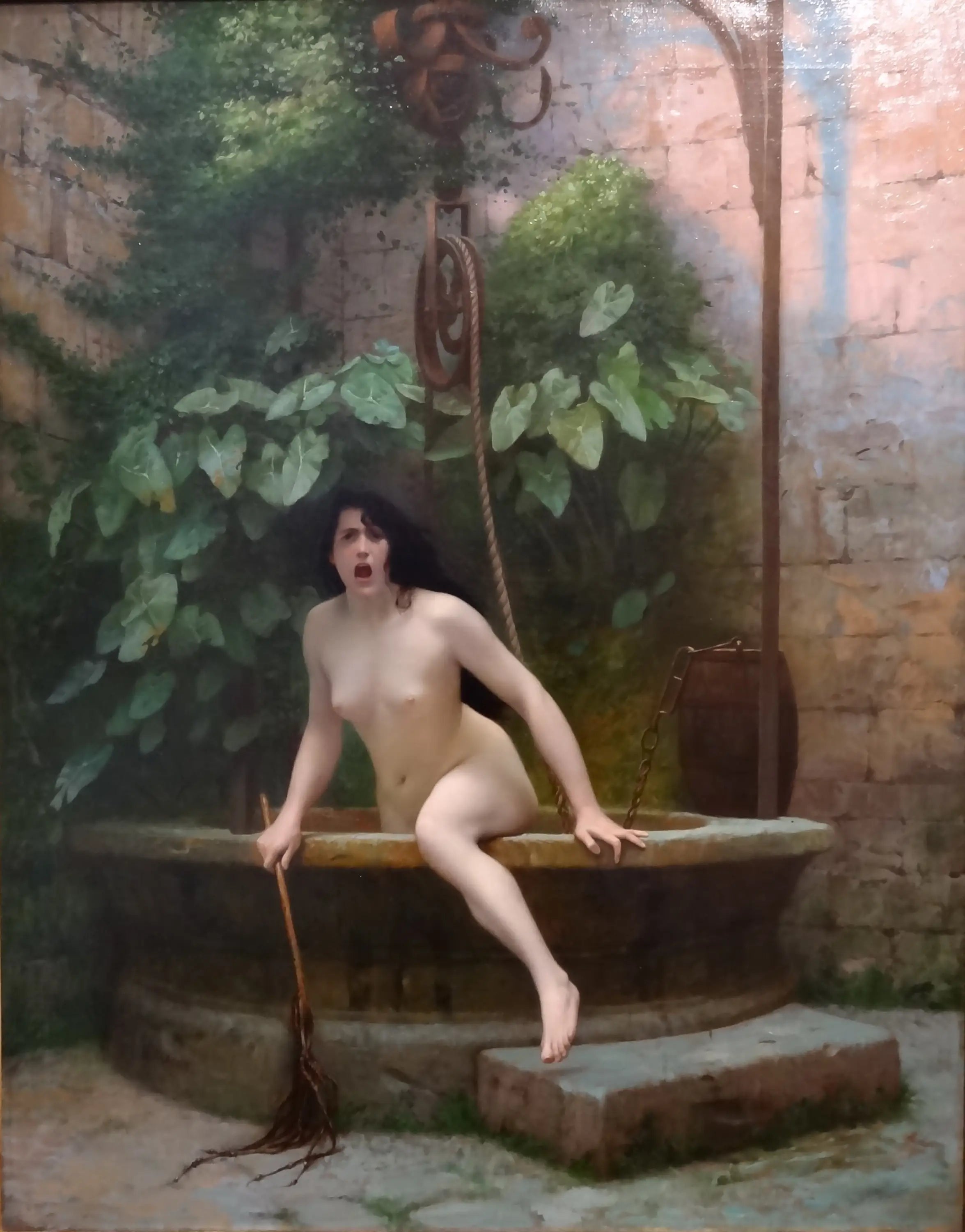 Reproduction du tableau « La Vérité sortant du puits armée de son martinet pour châtier l'humanité - Jean-Léon Gérôme » par Alpha Reproduction en peinture à l’huile