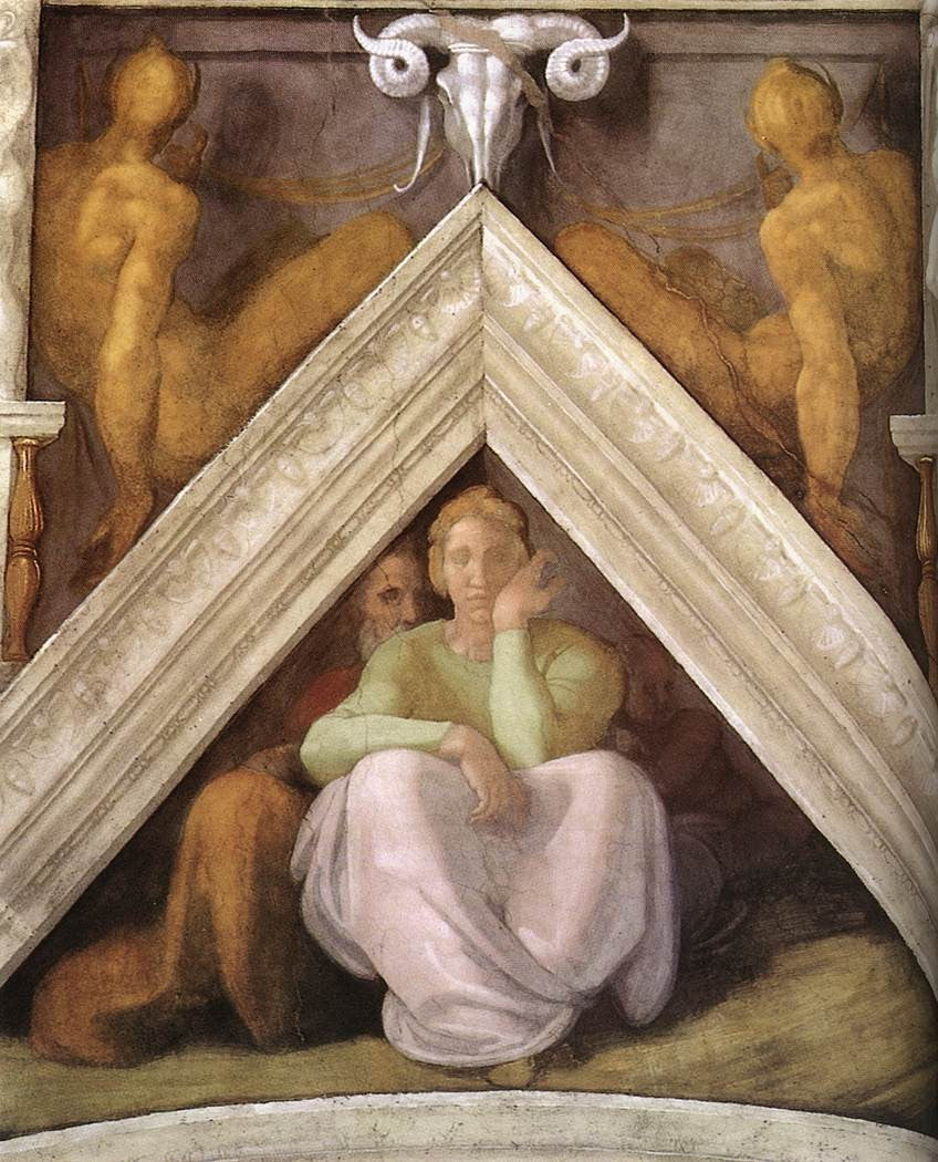 Reproduction du tableau « Voûtain au-dessus de Jessé, David et Salomon - Michel-Ange » par Alpha Reproduction en peinture à l’huile