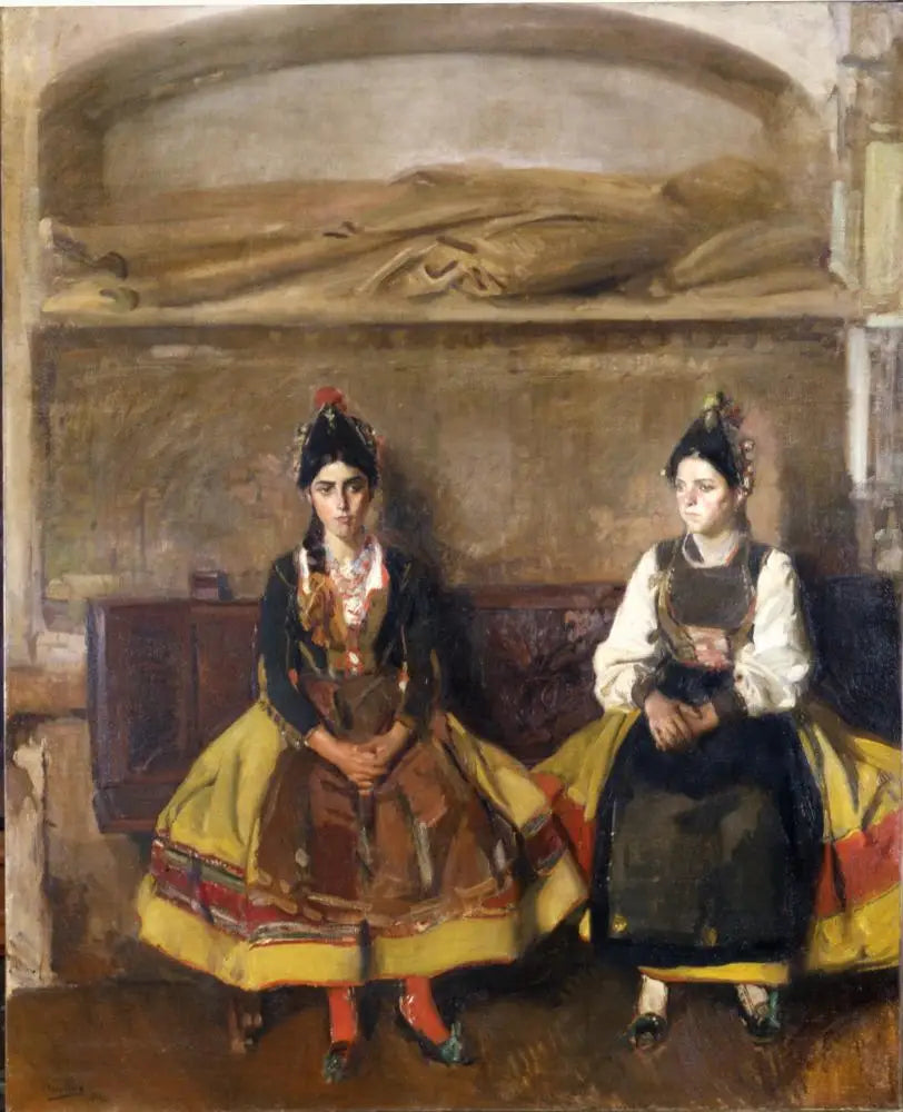 Reproduction du tableau « Paysannes de Ségovie (Espagne pittoresque, Ségovie) - Joaquín Sorolla » par Alpha Reproduction en peinture à l’huile