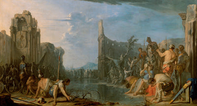 Gideon vérifie son armée - Johann Heinrich Schönfeld