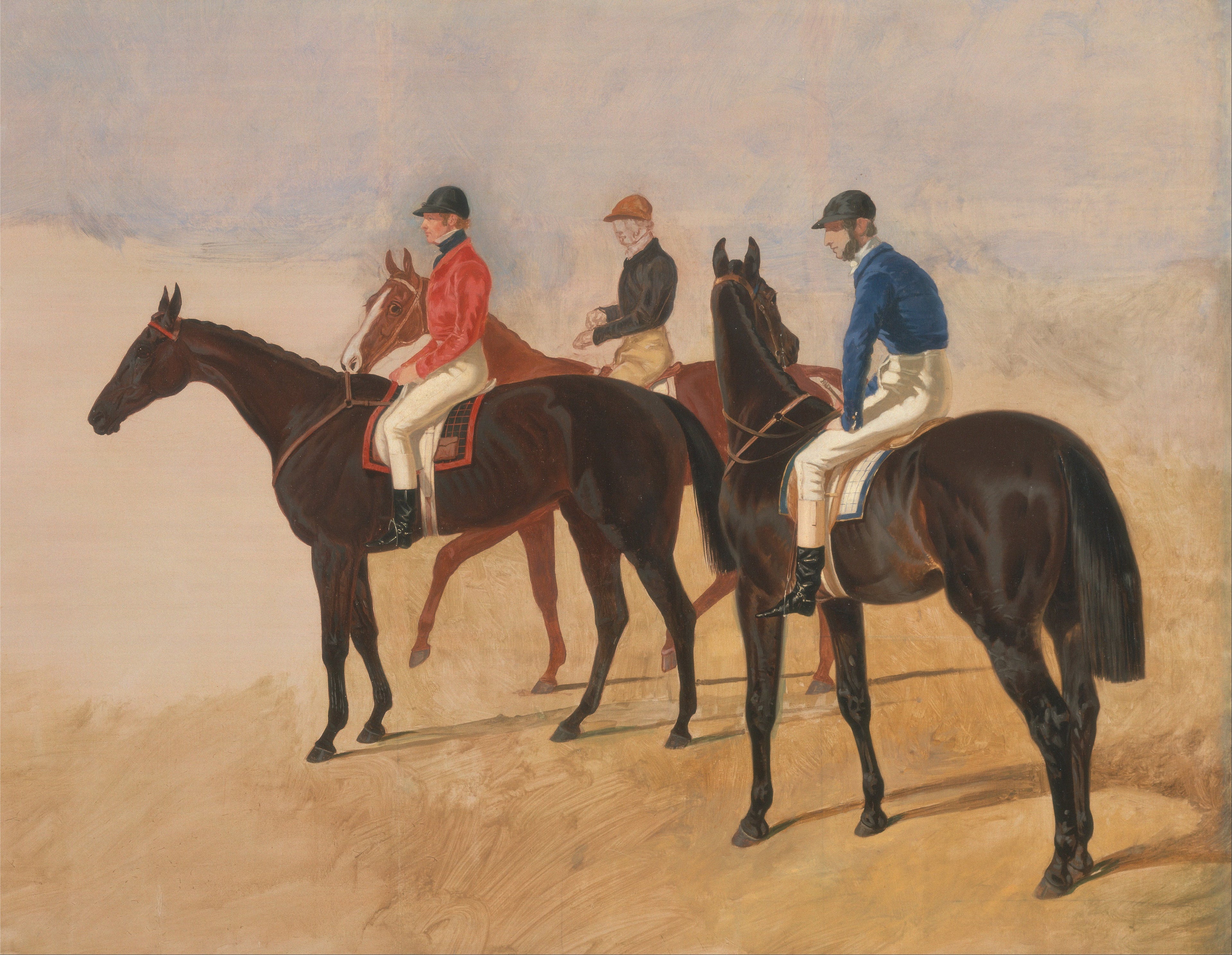Les cracks du steeple-chase : Allen McDonough sur Brunette, Tom Oliver sur Discount et Jem Mason sur Lottery - John Frederick Herring, Sr.