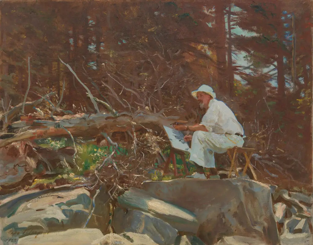 Reproduction du tableau « L'artiste esquisse - John Singer Sargent » par Alpha Reproduction en peinture à l’huile