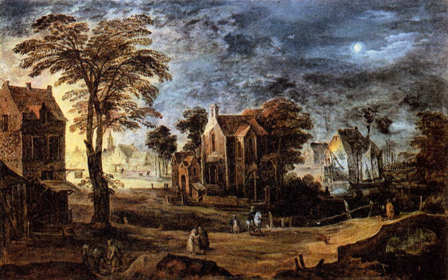 Village à la pleine lune – Joos de Momper the Younger / Jan Brueghel the Elder