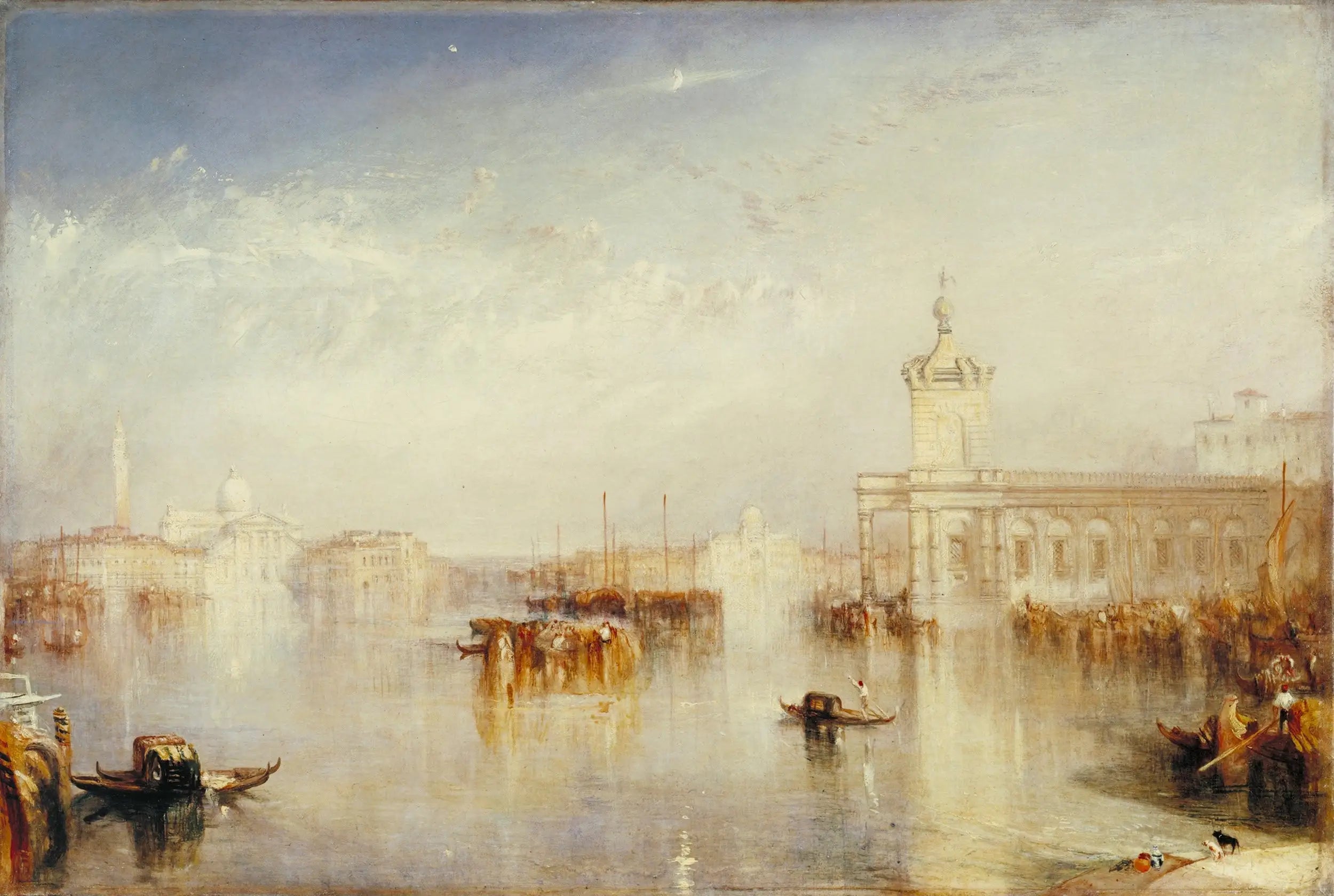 Reproduction du tableau « La Dogana, San Giorgio, Citella, de la Place de l'Europe - J. M. W. Turner » par Alpha Reproduction en peinture à l’huile