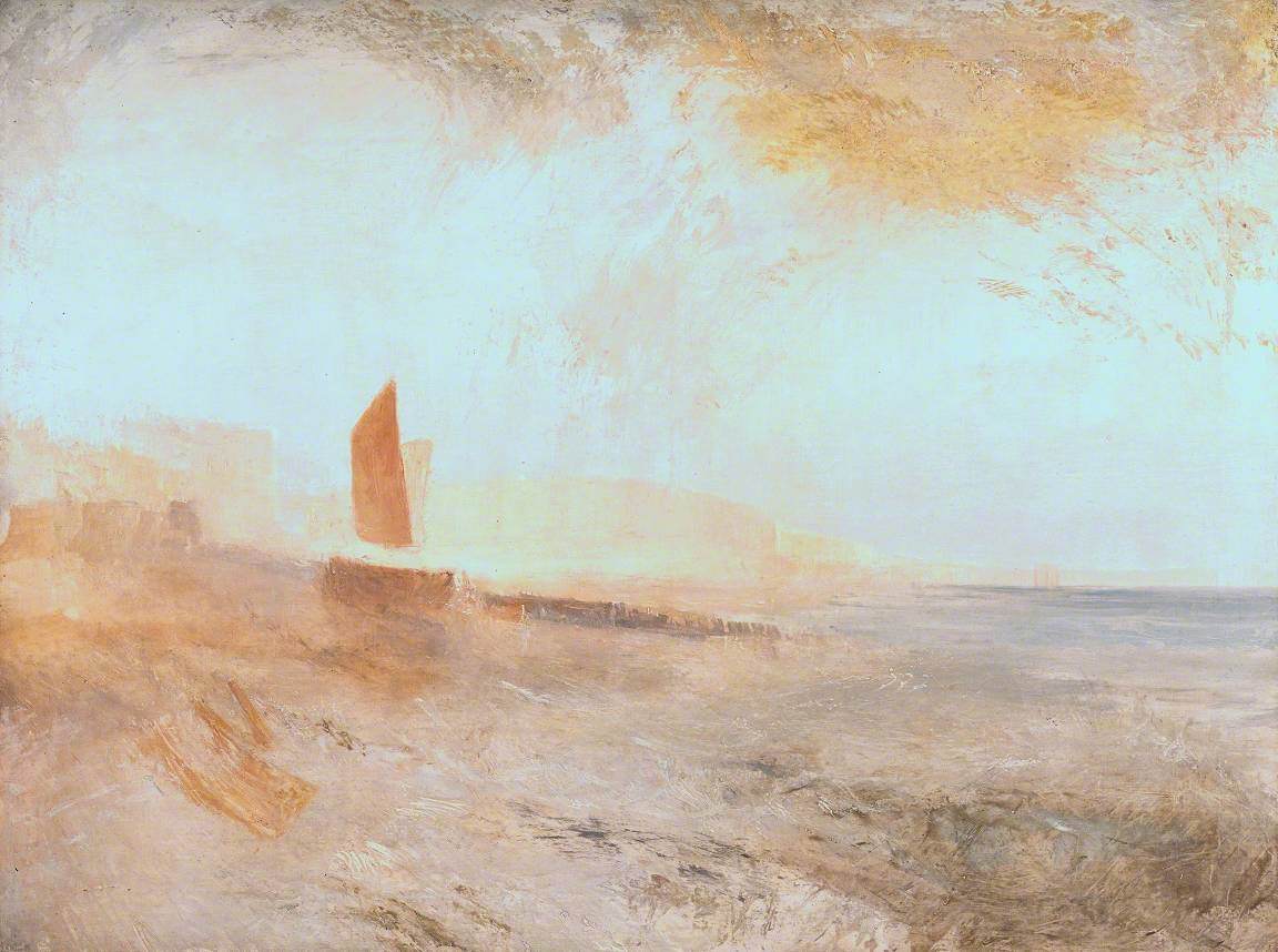 Reproduction du tableau « Brighton Beach, with the Chain Pier in the Distance, from the West - J. M. W. Turner » par Alpha Reproduction en peinture à l’huile