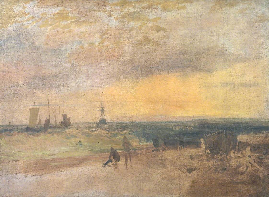 Reproduction du tableau « Coast Scene with Fishermen and Boats - J. M. W. Turner » par Alpha Reproduction en peinture à l’huile
