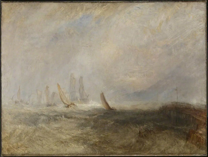 Fiskebåter som bringer et funksjonshemmet skip inn til havn Ruysdael - J. M. W. Turner