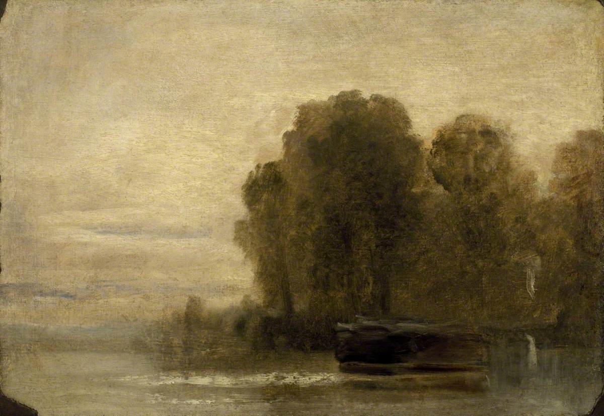 Reproduction du tableau « Lake or River with Trees on the Right - J. M. W. Turner » par Alpha Reproduction en peinture à l’huile
