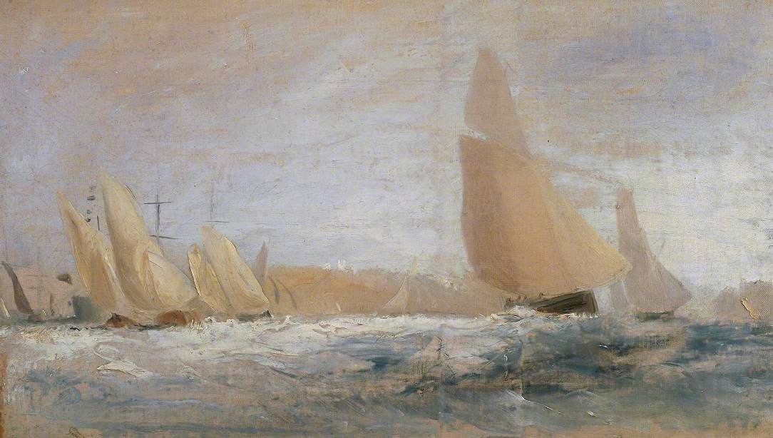 Reproduction du tableau « Sketch for ‘East Cowes Castle, the Regatta Beating to Windward’ No. 1 - J. M. W. Turner » par Alpha Reproduction en peinture à l’huile