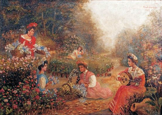 Femmes jouant du oud en plein air - Müfide Kadri