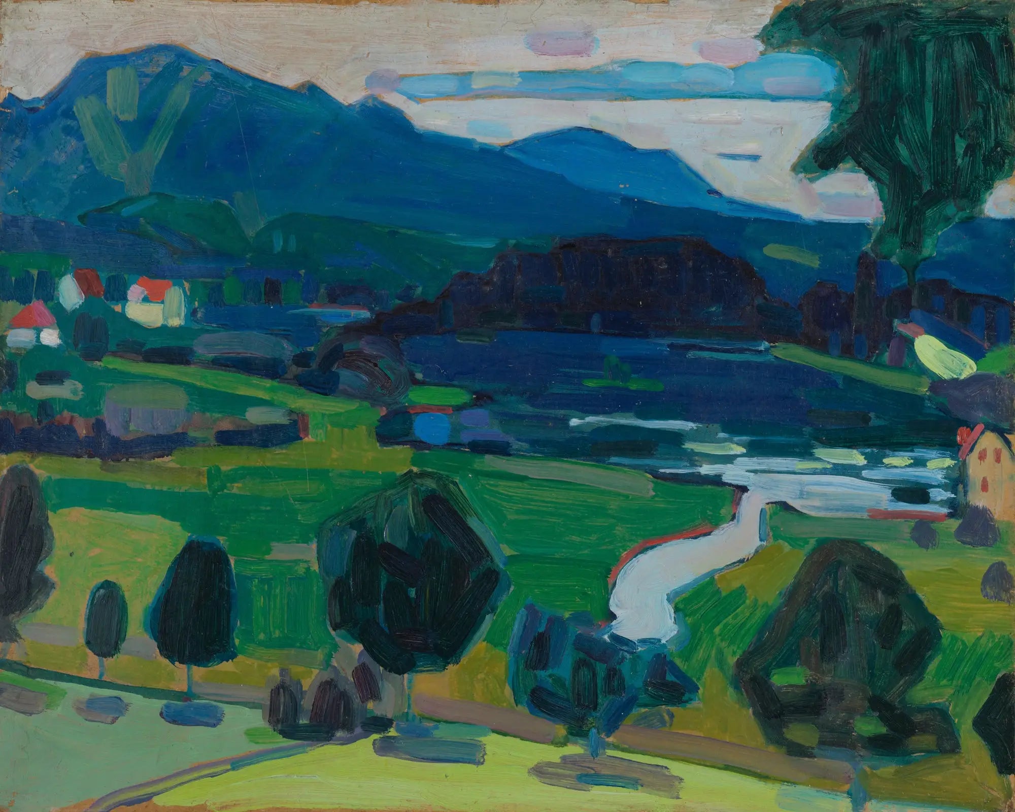 Reproduction du tableau « Murnau - Vue sur le Staffelsee - Vassily Kandinsky » par Alpha Reproduction en peinture à l’huile