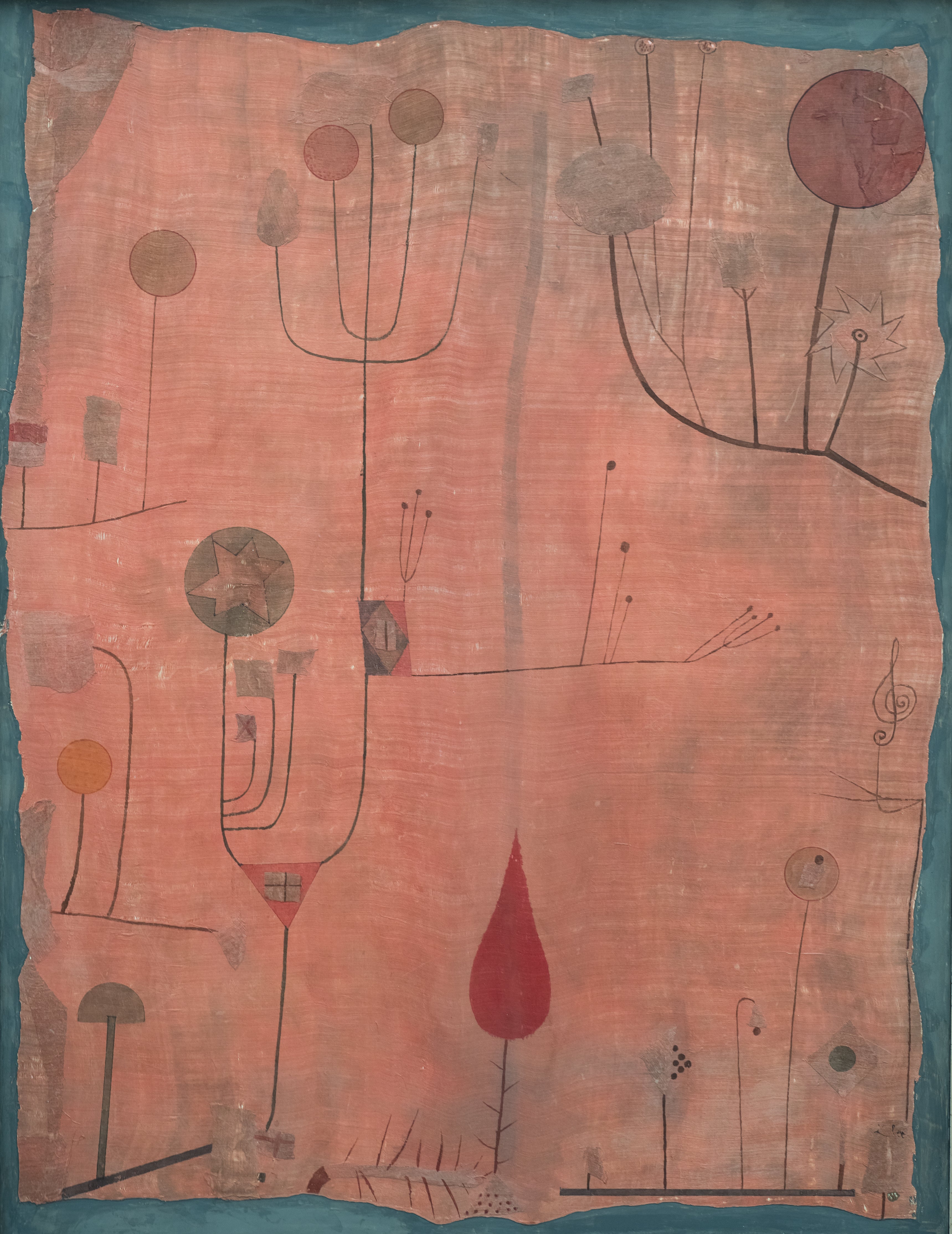 Frukter på rød bakgrunn - Paul Klee