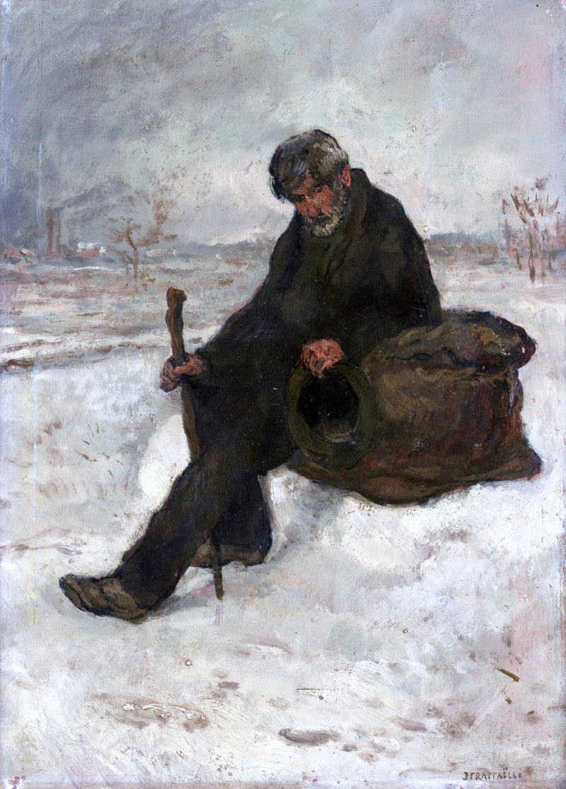 Le cheminot dans la neige - Jean-François Raffaëlli