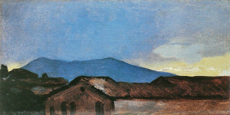 Toits et collines au coucher du soleil - Léon Cogniet
