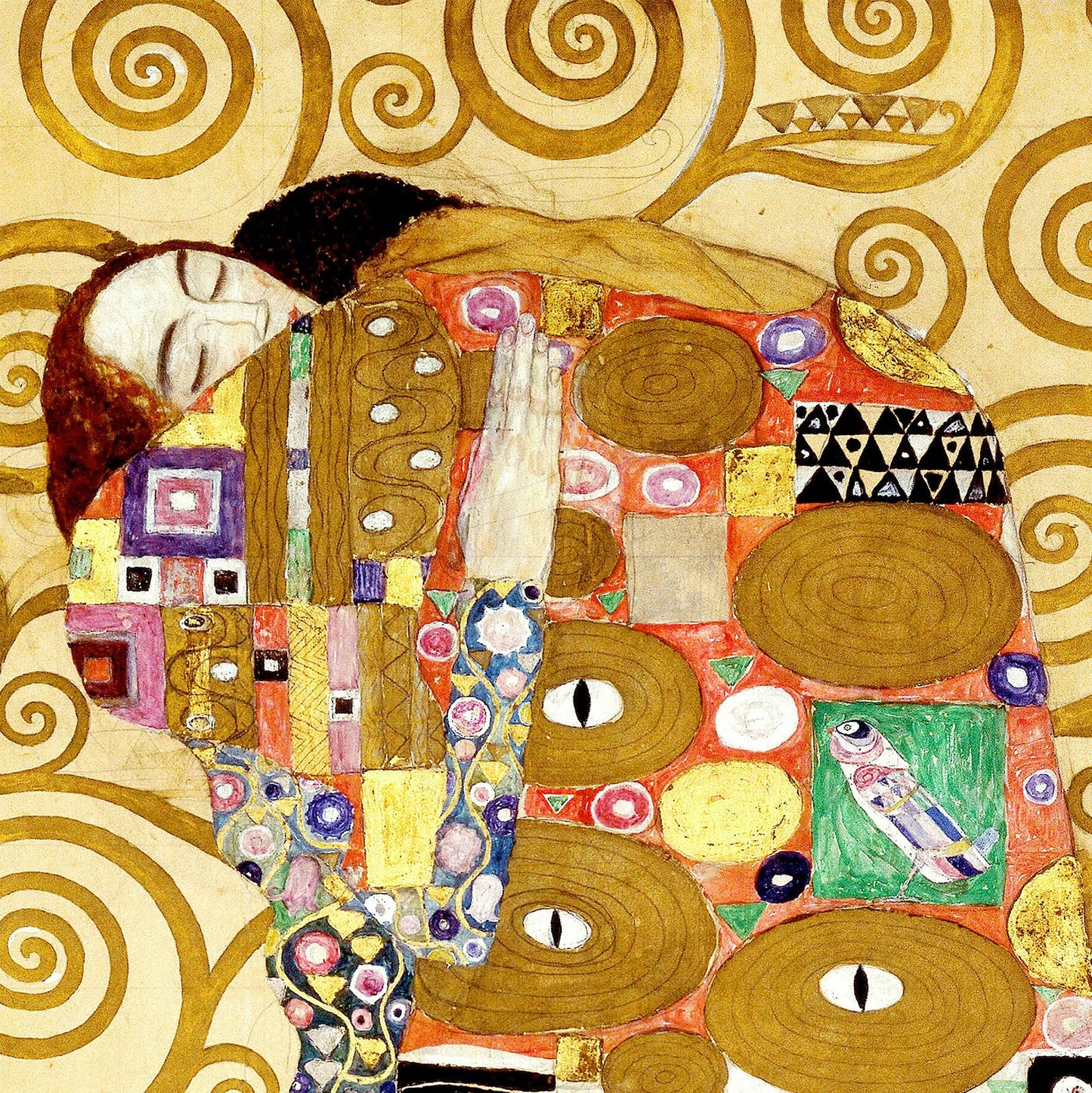 🤝 Omfavnelsen (Detalj fra Livets tre) – Gustav Klimt (ca. 1905-1909)