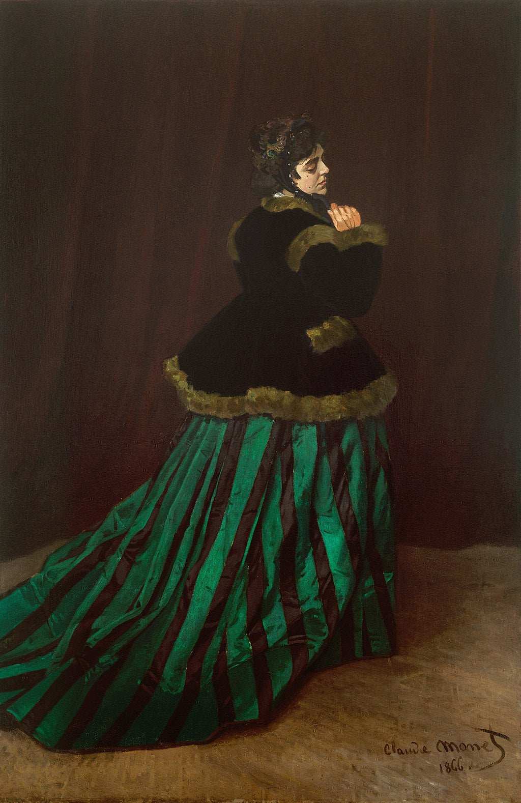 💚 Kvinnen i grønn kjole – Claude Monet (1866)