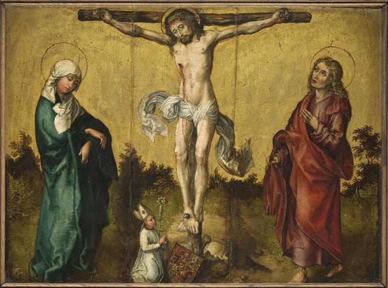 Korsfestelsen med Jomfruen, hellige Johannes og en giver - Albrecht Dürer