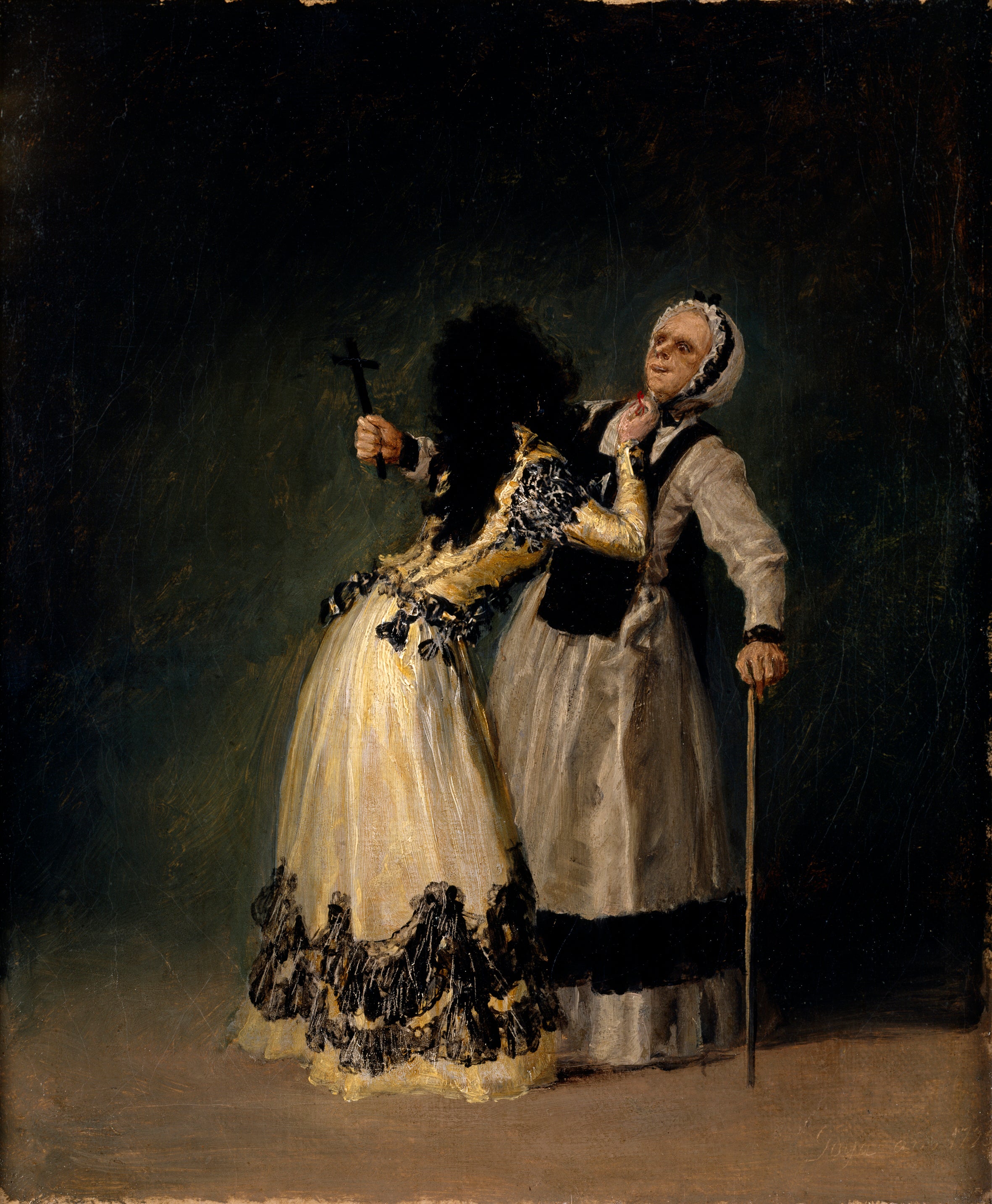 Reproduction du tableau « La duchesse d'Alba et la bigote - Francisco de Goya » par Alpha Reproduction en peinture à l’huile