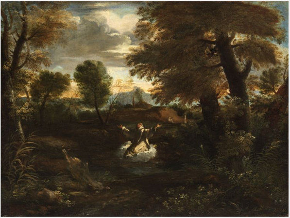Paysage avec saint Bruno en extase - Pier Francesco Mola image 1 reproduction de peinture à l’huile