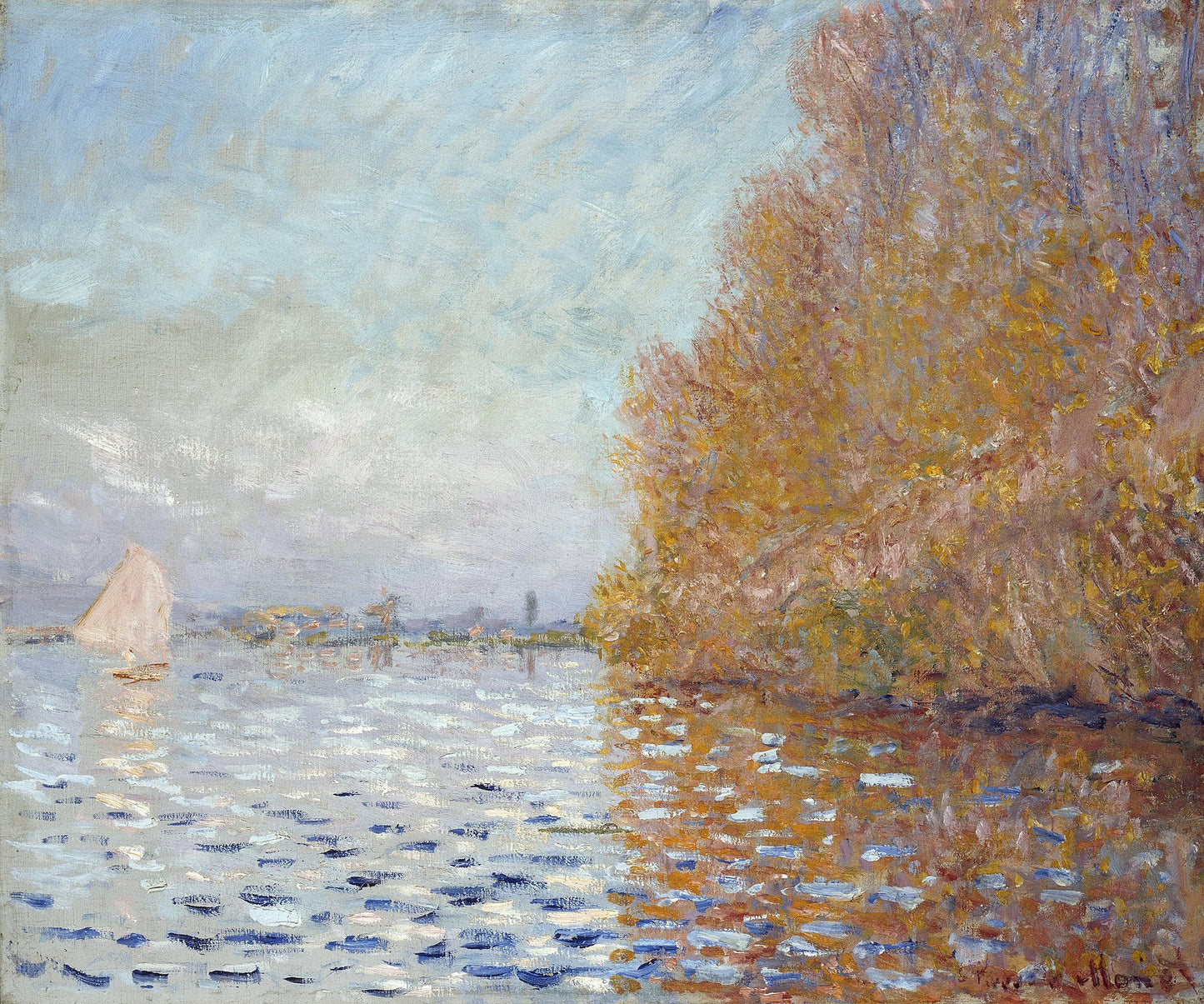 ⛵ Bassinet i Argenteuil med en seilbåt – Claude Monet (ca. 1874)