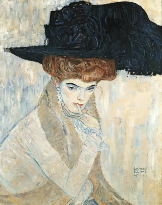 🎩✨ Den svarte fjærhatten – Gustav Klimt (1910)