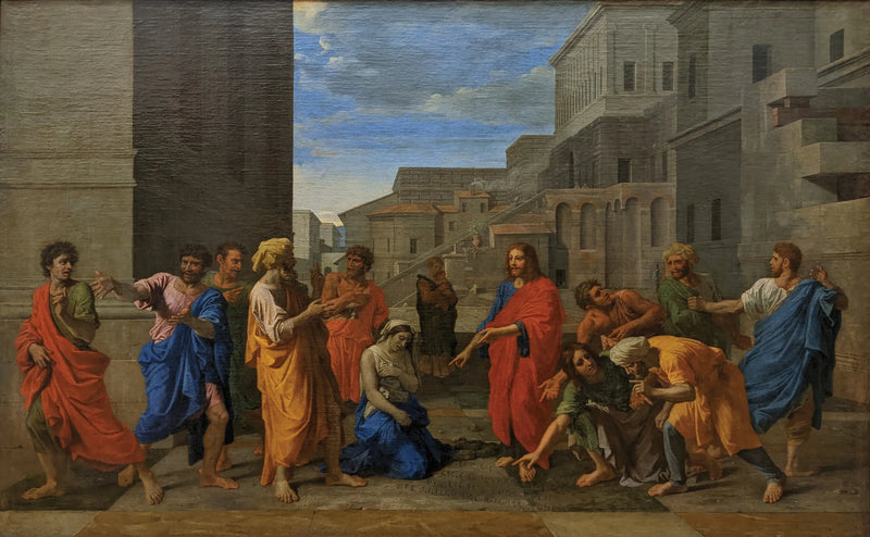 Kristus og den adulterende kvinnen - Nicolas Poussin