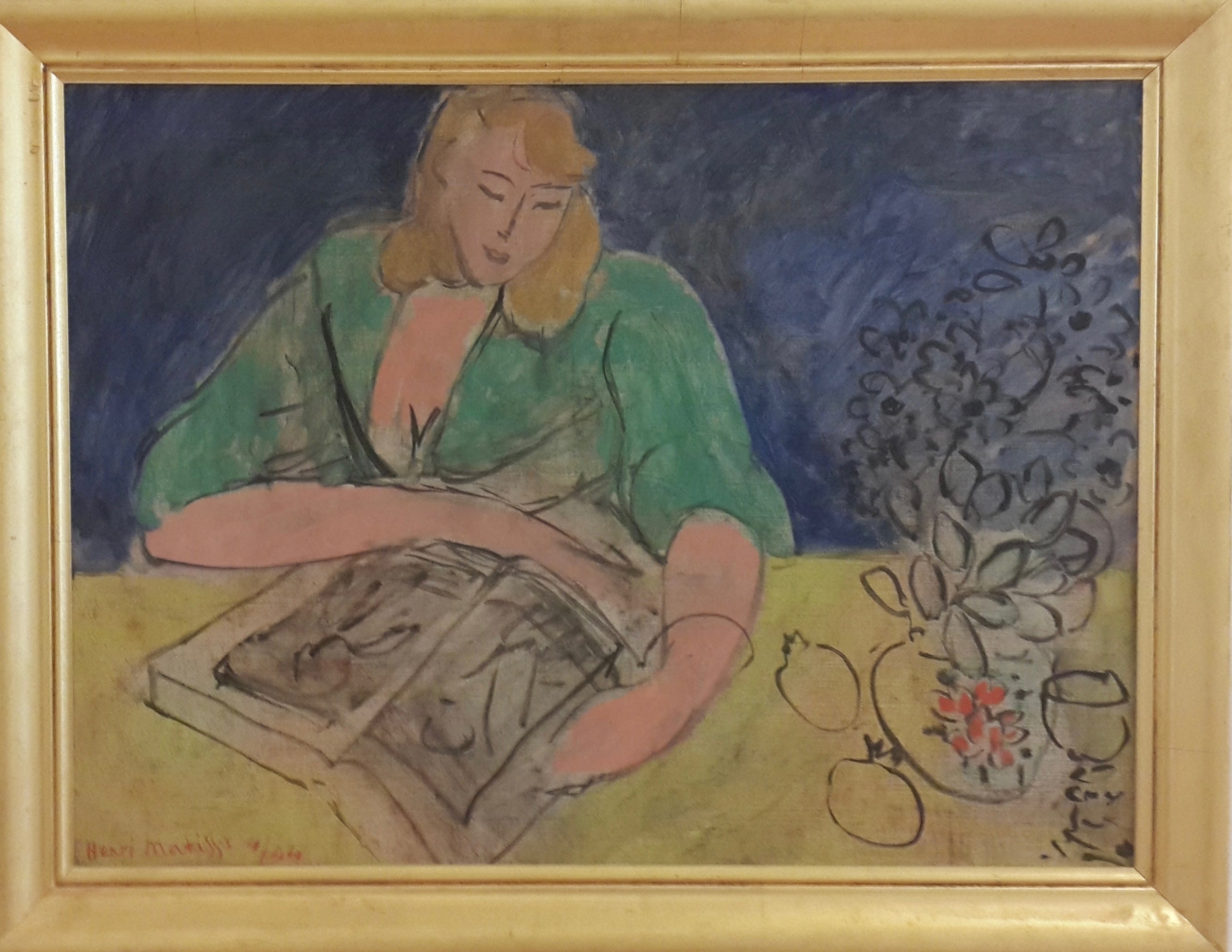 Reproduction du tableau « Lectrice à la table jaune - Henri Matisse » par Alpha Reproduction en peinture à l’huile