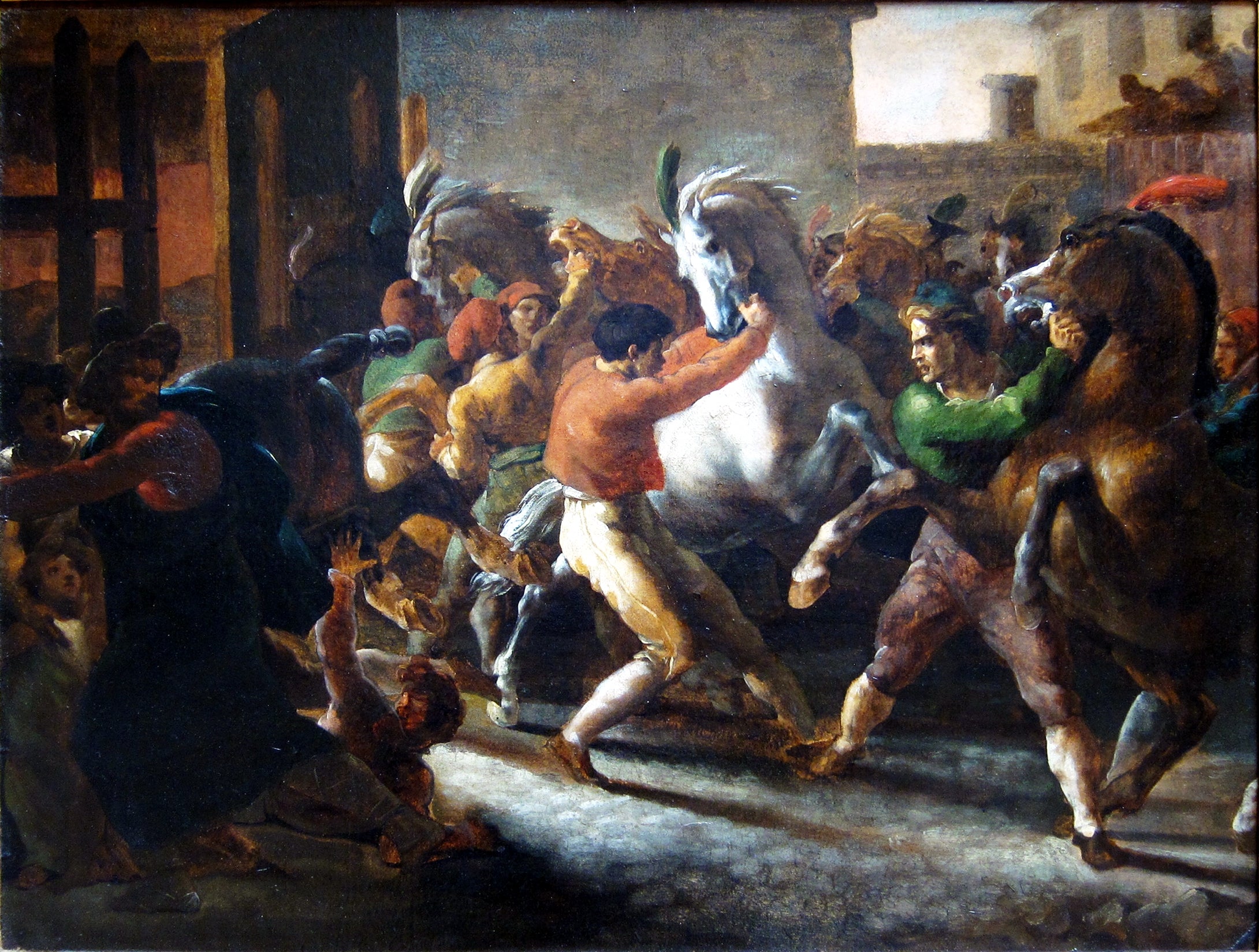 Reproduction du tableau « Course de chevaux libres à Rome - Théodore Géricault » par Alpha Reproduction en peinture à l’huile