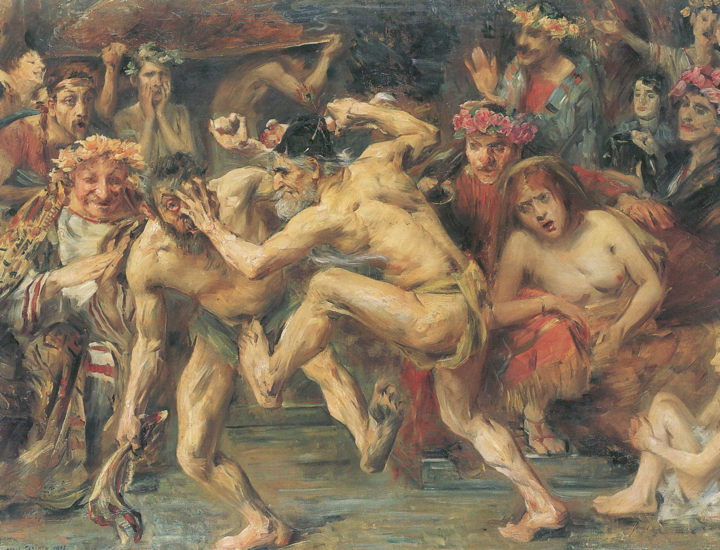 Ulysse combattant le mendiant. Scène inspirée de l'Odyssée (combat entre Ulysse et Iros). - Lovis Corinth