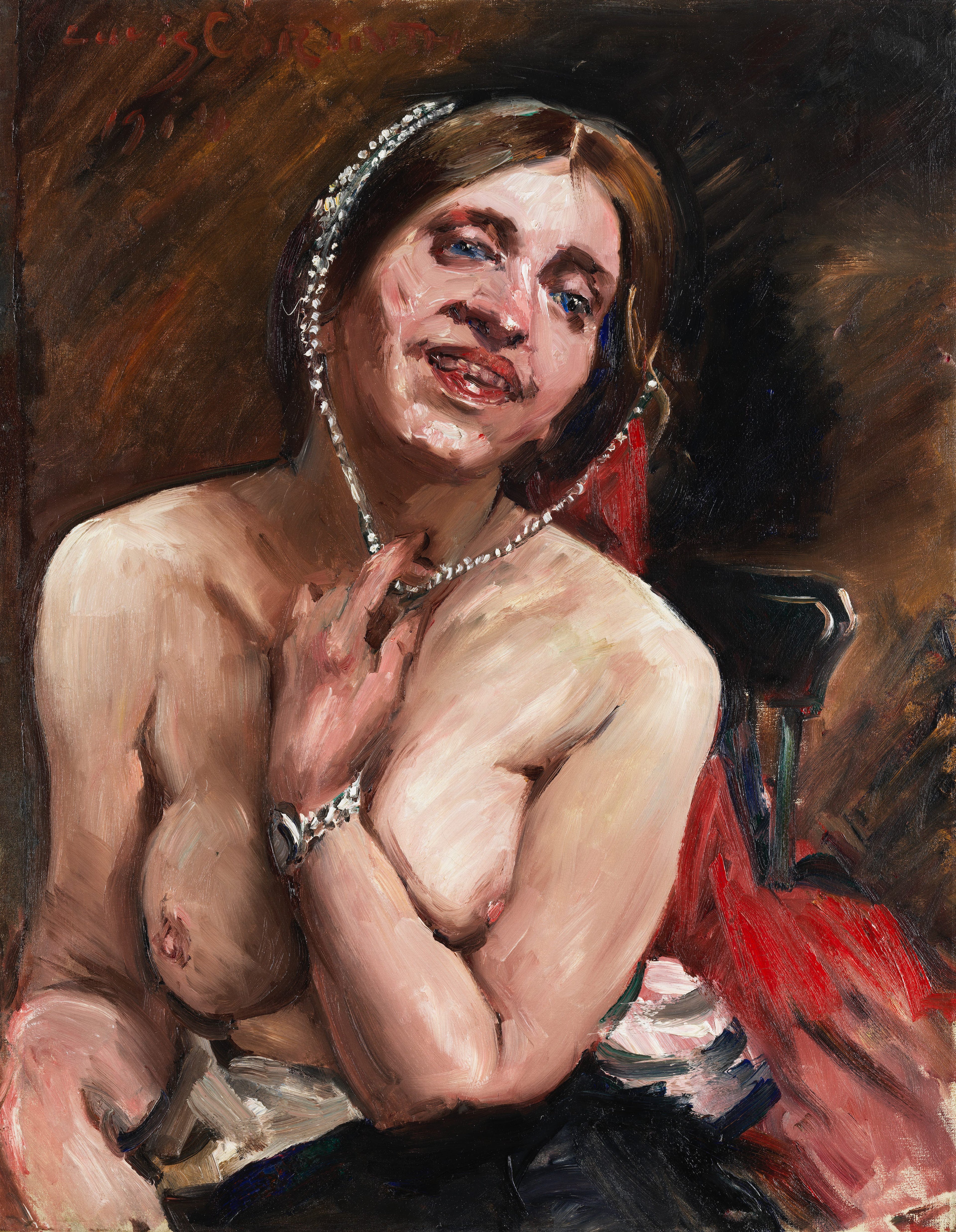 Femme semi-nue sur une chaise. (L'actrice Gertrud Eysoldt) - Lovis Corinth