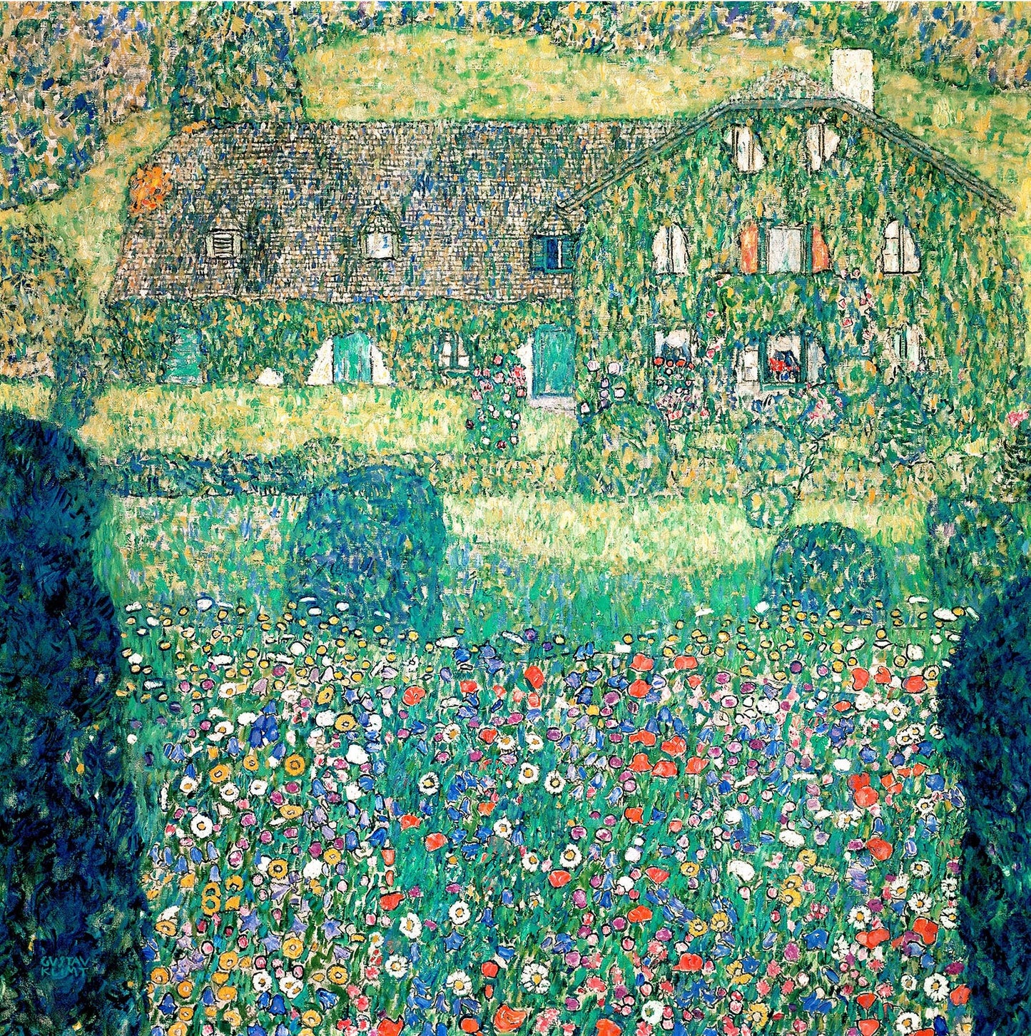 🏡🌼 Landsted ved Attersee – Gustav Klimt (ca. 1914–1915)