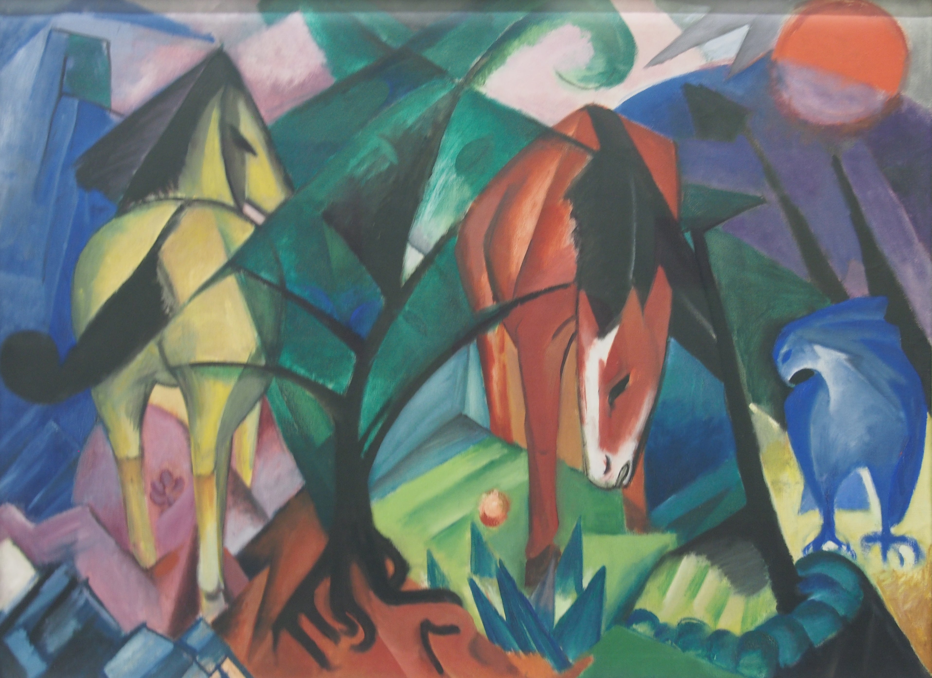 Reproduction du tableau « Chevaux et aigle - Franz Marc » par Alpha Reproduction en peinture à l’huile