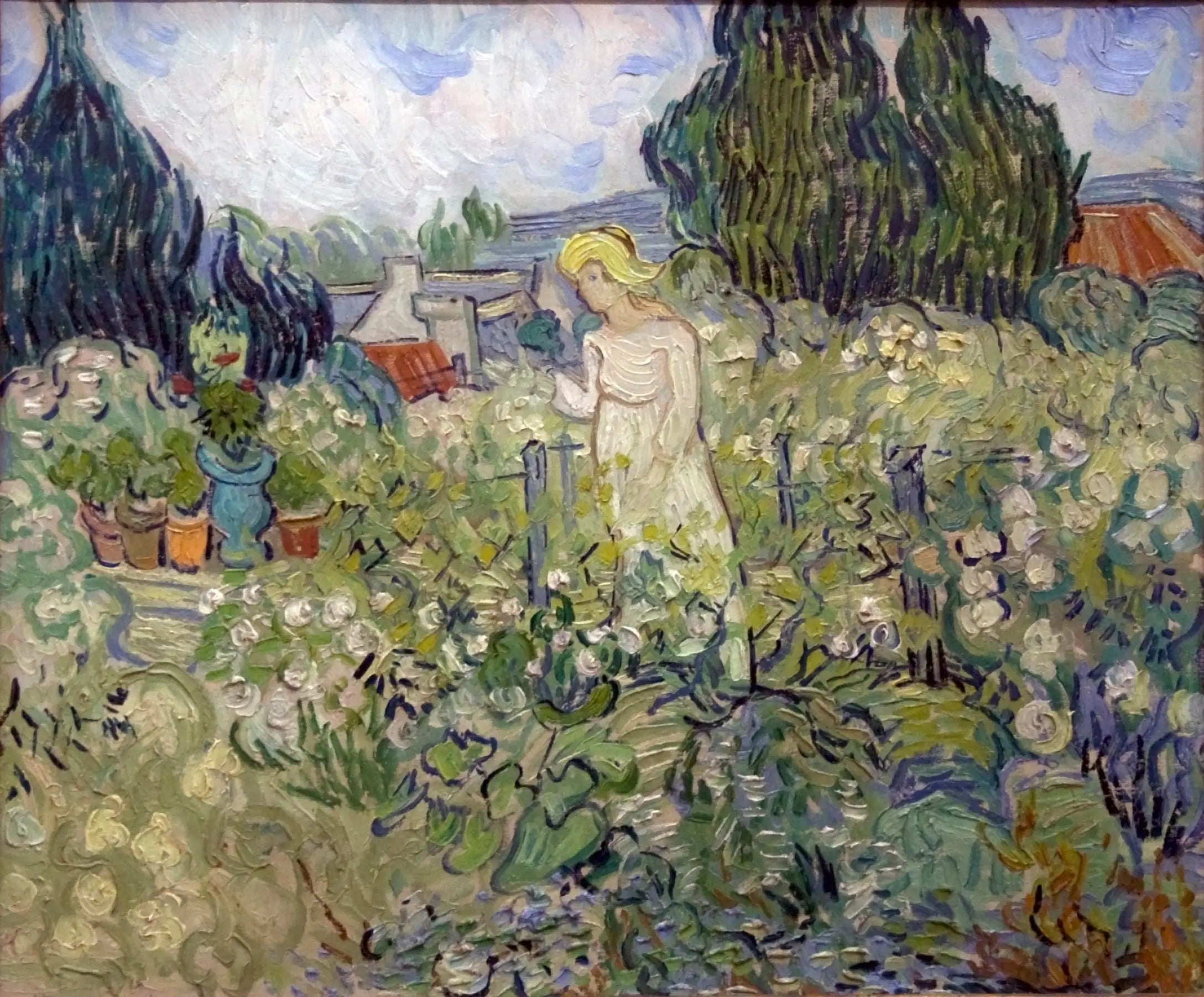 Reproduction du tableau « Mademoiselle Gachet au jardin - Vincent van Gogh » par Alpha Reproduction en peinture à l’huile
