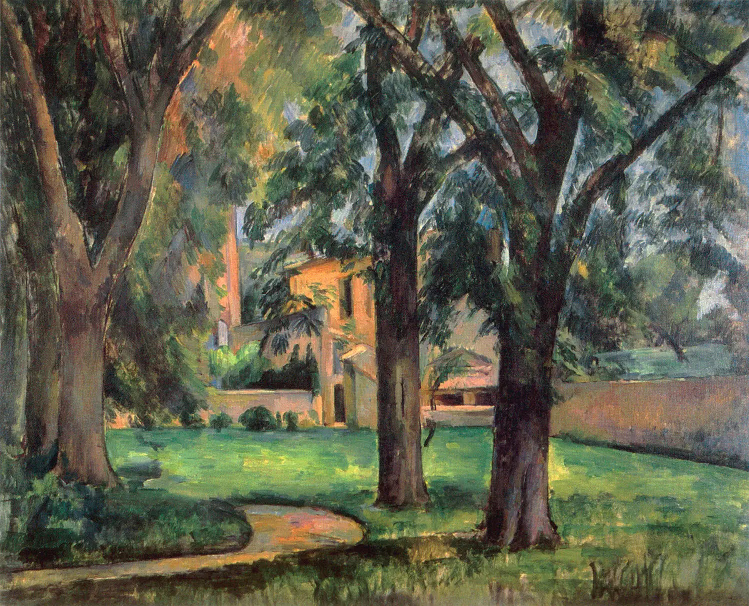 Reproduction du tableau « Marronniers et ferme du Jas de Bouffan - Paul Cézanne » par Alpha Reproduction en peinture à l’huile