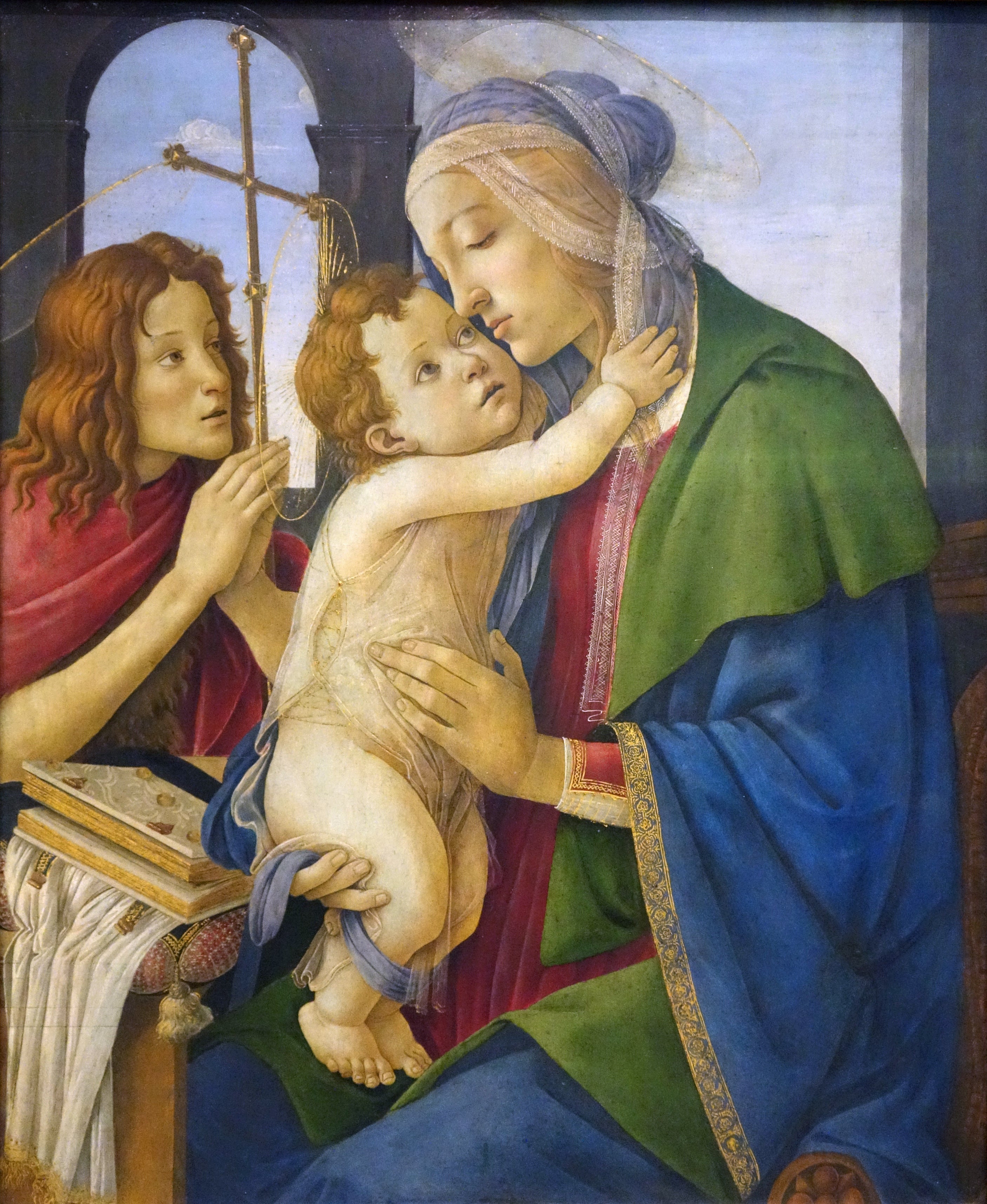 Jomfruen med barnet og den unge helgen Johannes Døperen - Sandro Botticelli
