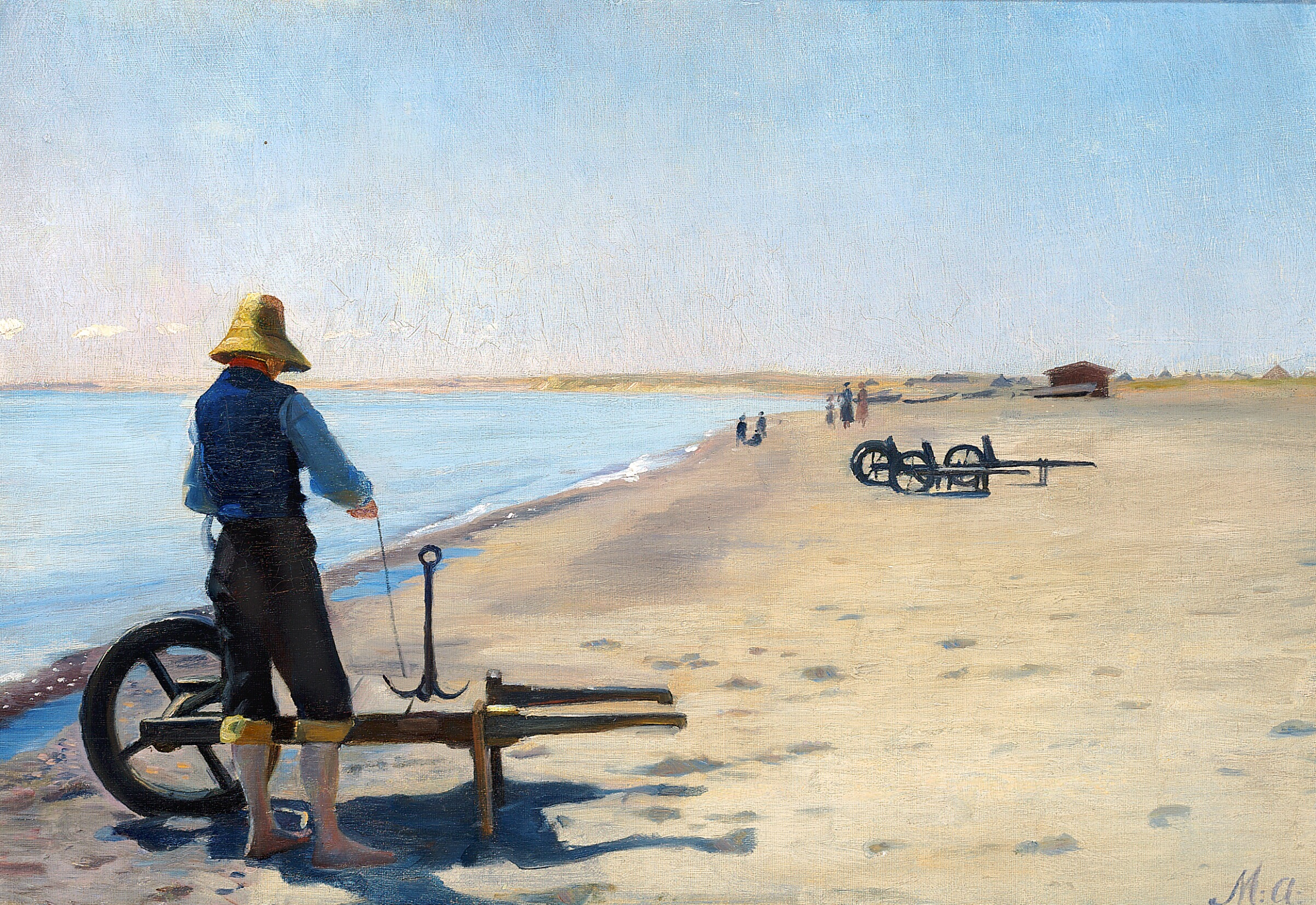 Réparation de l’ancre par une journée d’été à la plage de Skagen au Danemark. - Michael Peter Ancher - Alpha