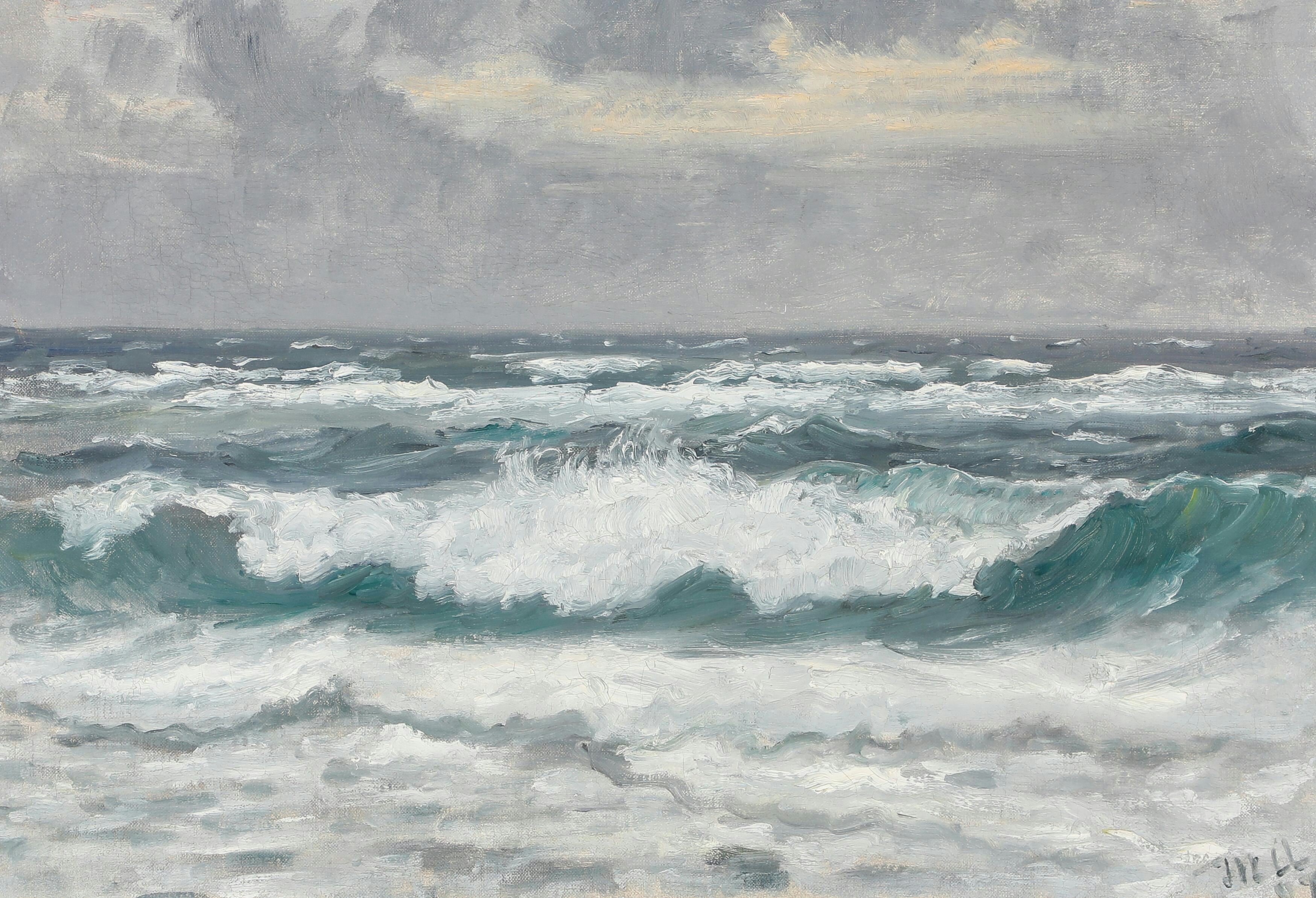 Briser les vagues à Skagen Sønderstrand. - Michael Peter Ancher - Alpha Reproduction