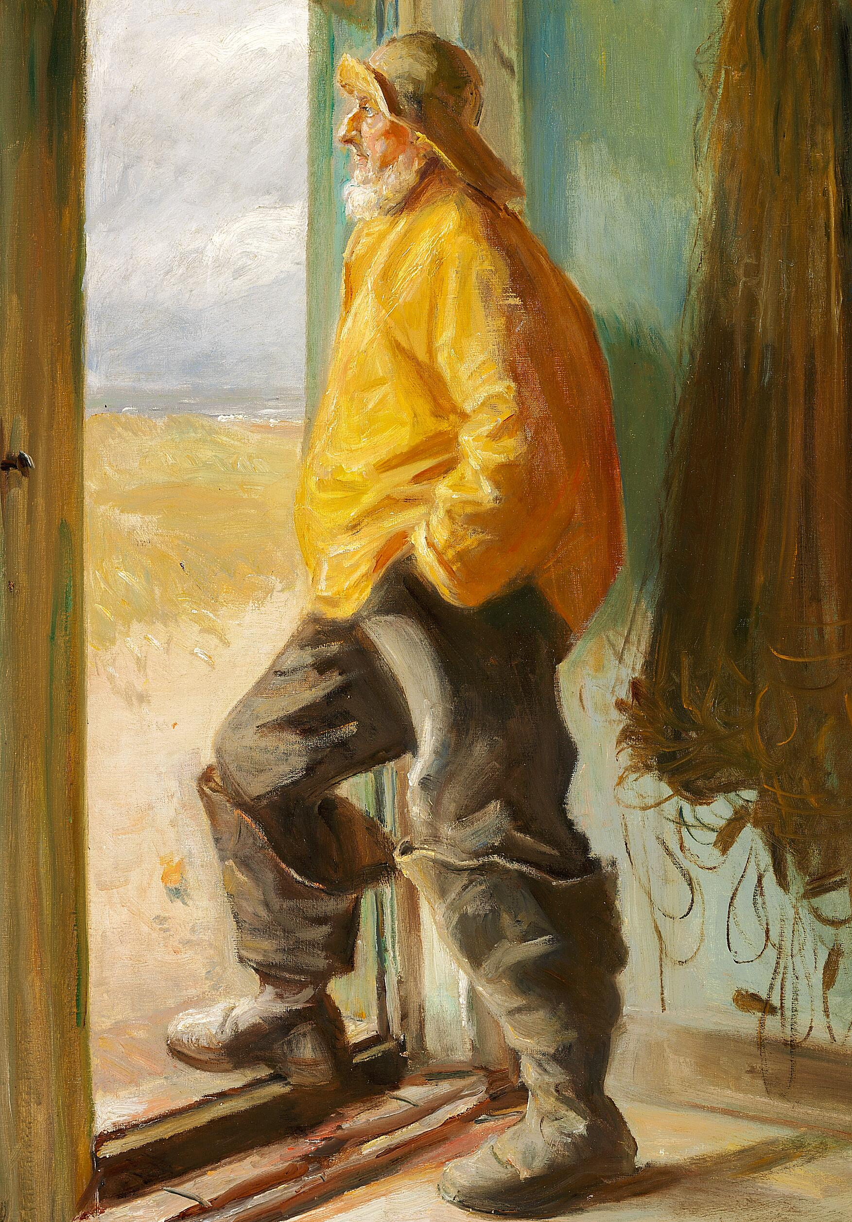 Un pêcheur de Skagen se tient devant une porte. - Michael Peter Ancher - Alpha Reproduction